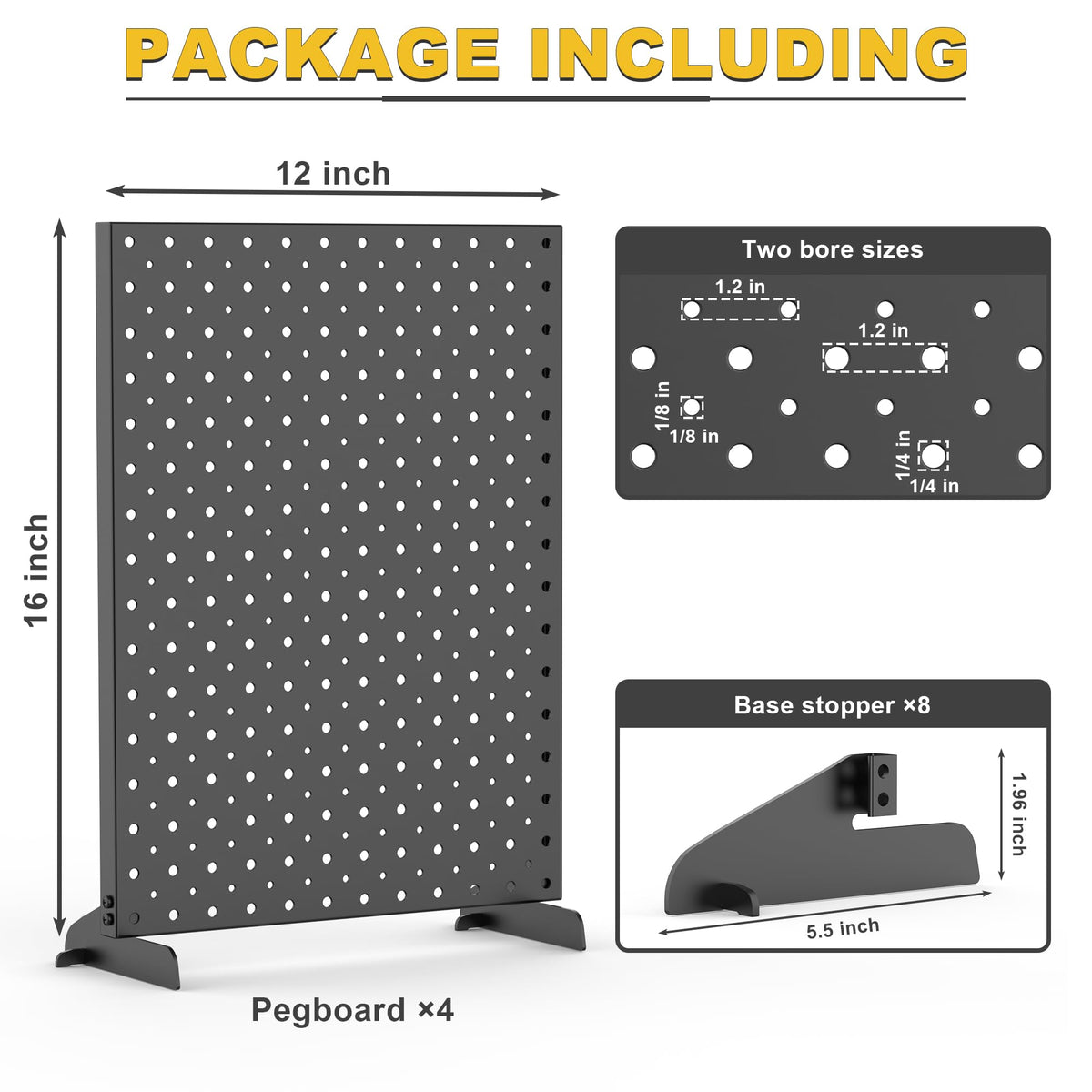 Ultrawall Pegboard Display Stand, Metal Tabletop Pegboard Display – close-up detail in Black