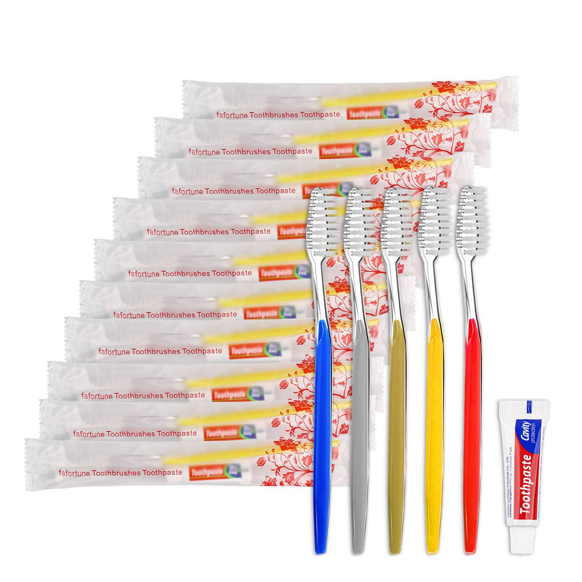 100 Disposable Toothbrushes with Toothpaste Individually - fafortune Official Imagery - 1