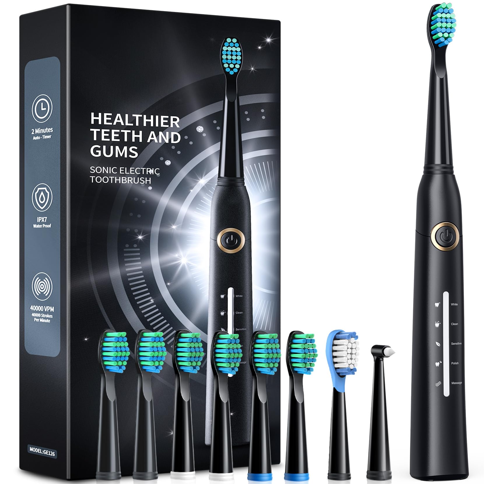 TEETHEORY Electric Toothbrush for Adults with 8 𝐁𝐫𝐮𝐬𝐡 - Product Imagery