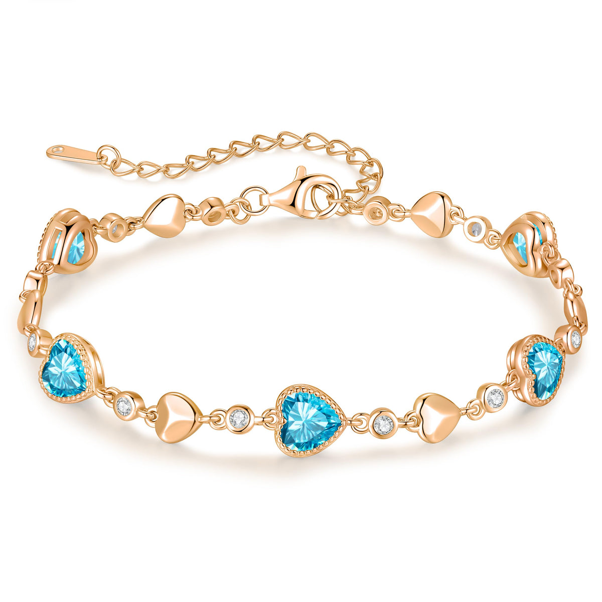 925 Sterling Silver Birthstone Heart Bracelet Jewelry Gift - LOUISA SECRET Official Imagery - 8