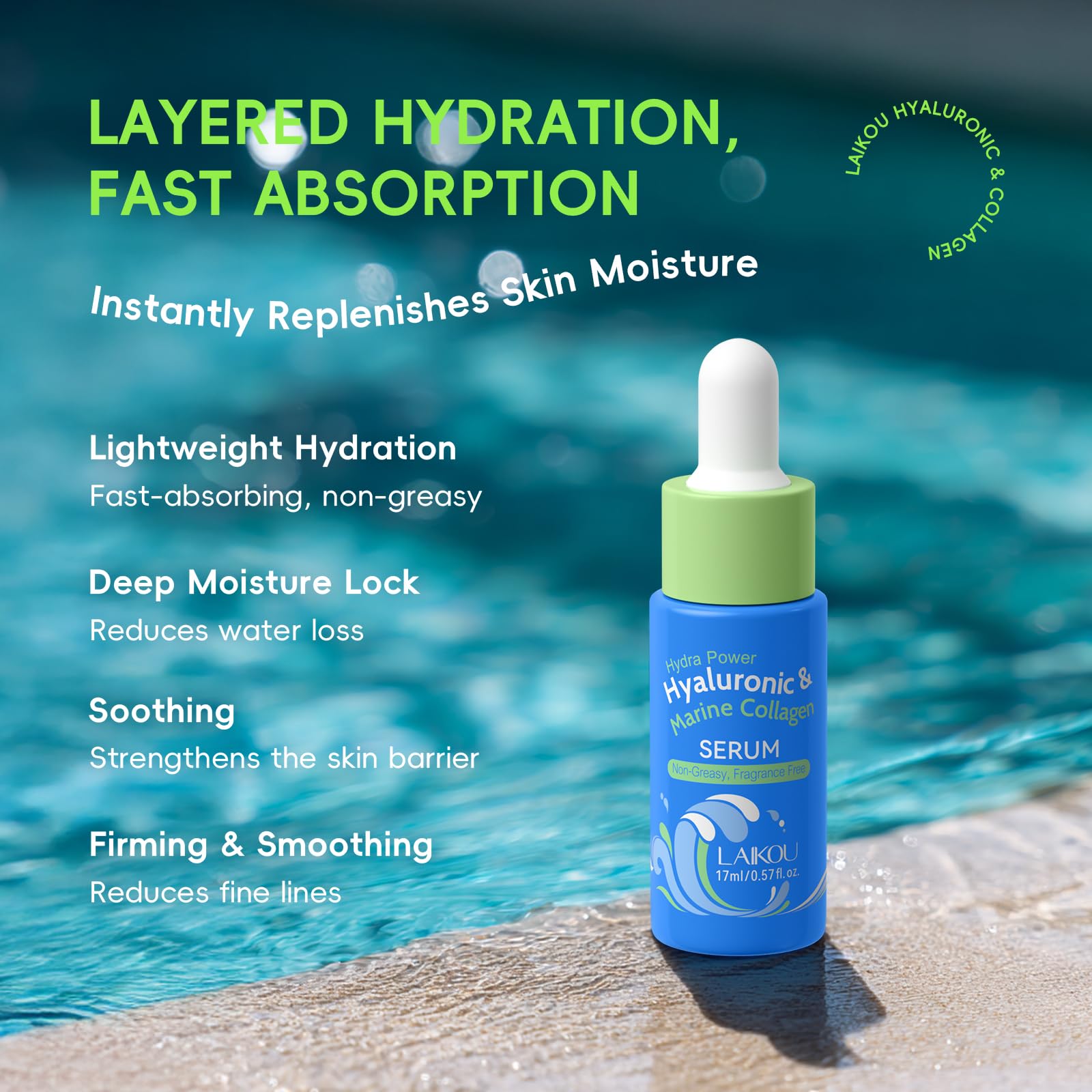 LAIKOU Hydra Power skin care set featuring hyaluronic acid and marine collagen for nourishing and hydrating skin.