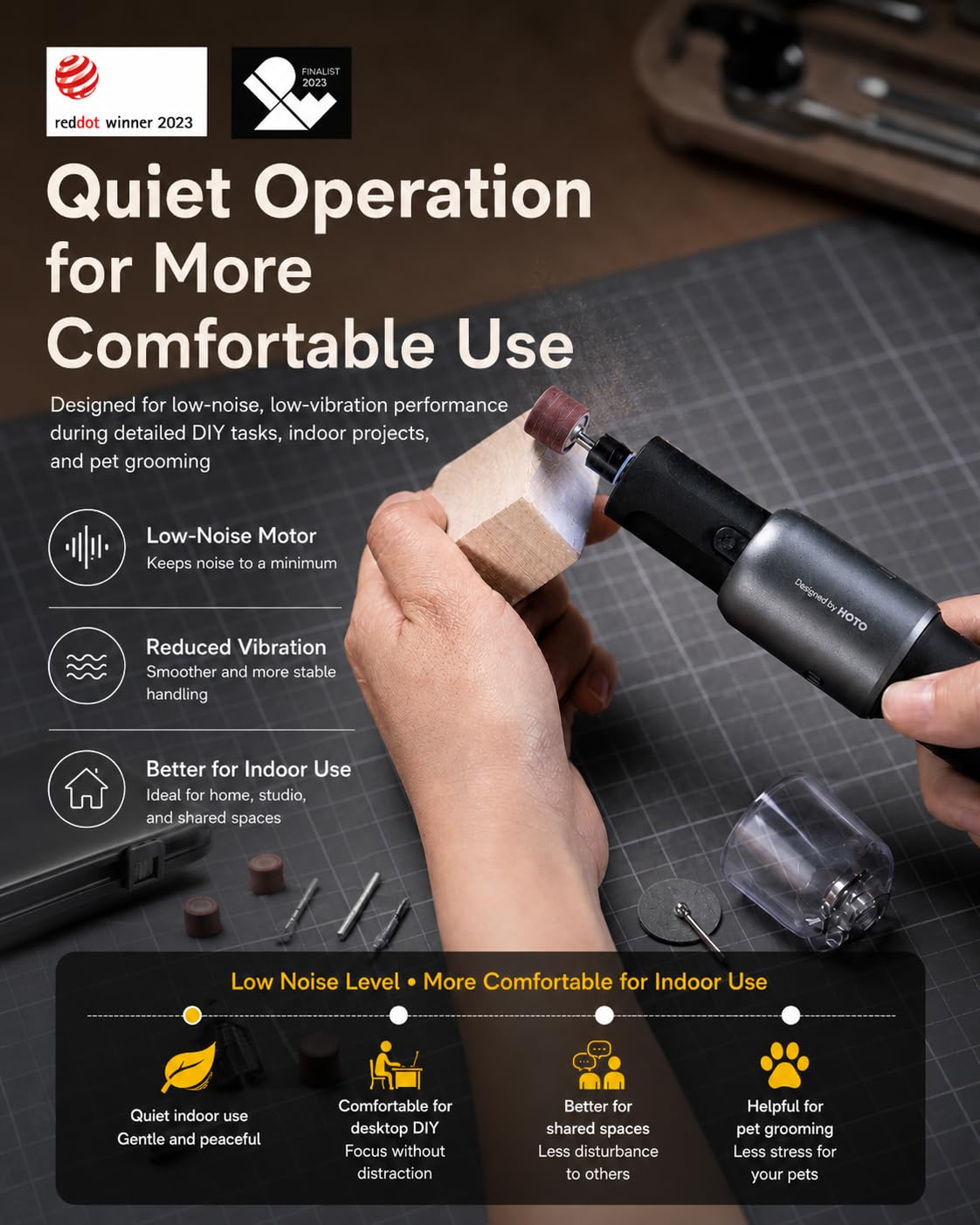 HOTO Cordless Rotary Tool Kit, 5-Speed for 3D Printer Sanding & DIY – product photo (Rotary Tools)