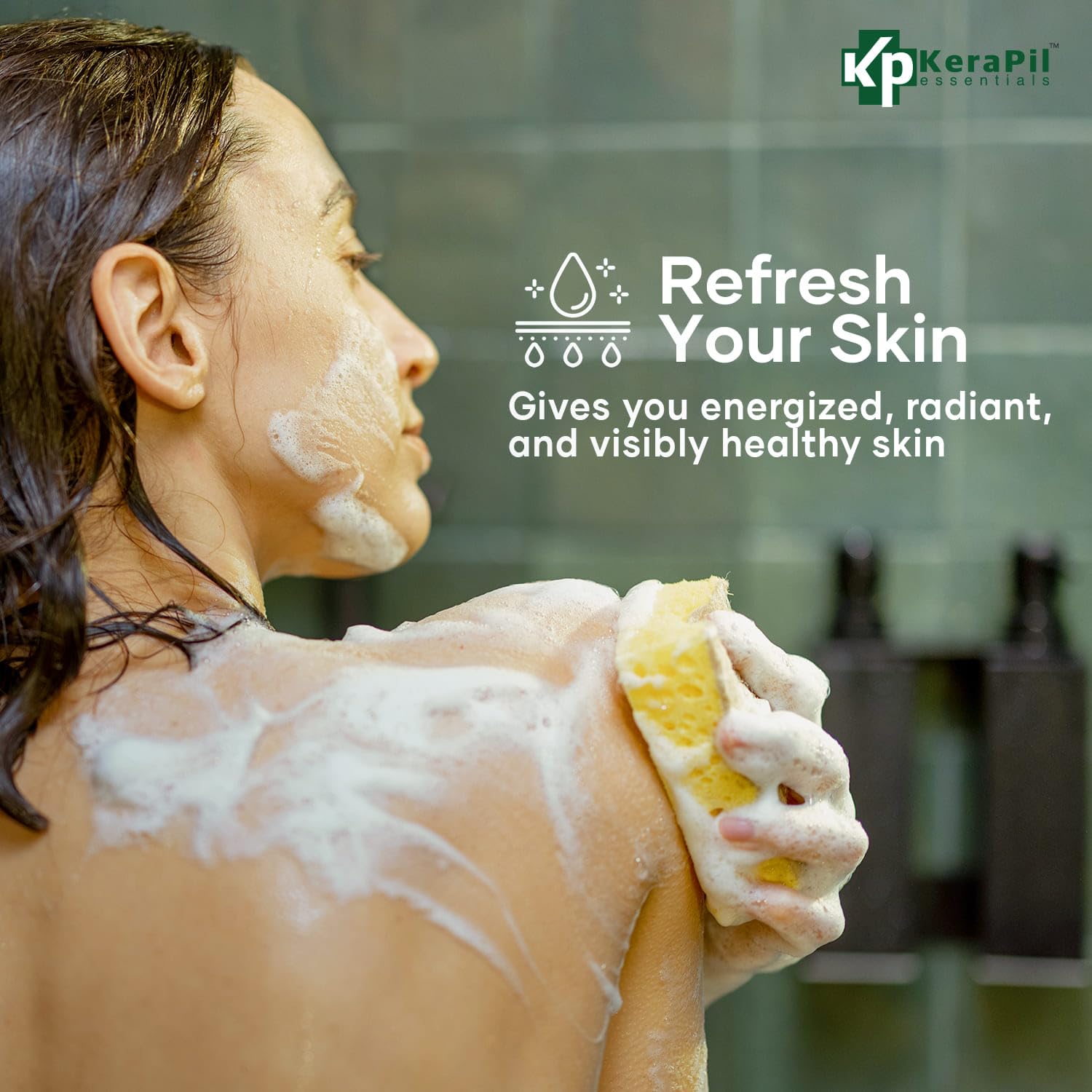 Kerapil Tea Tree Oil Body Wash in a 16 fl oz bottle, natural skin cleaning agent with tea tree oil for refreshing cleansing.