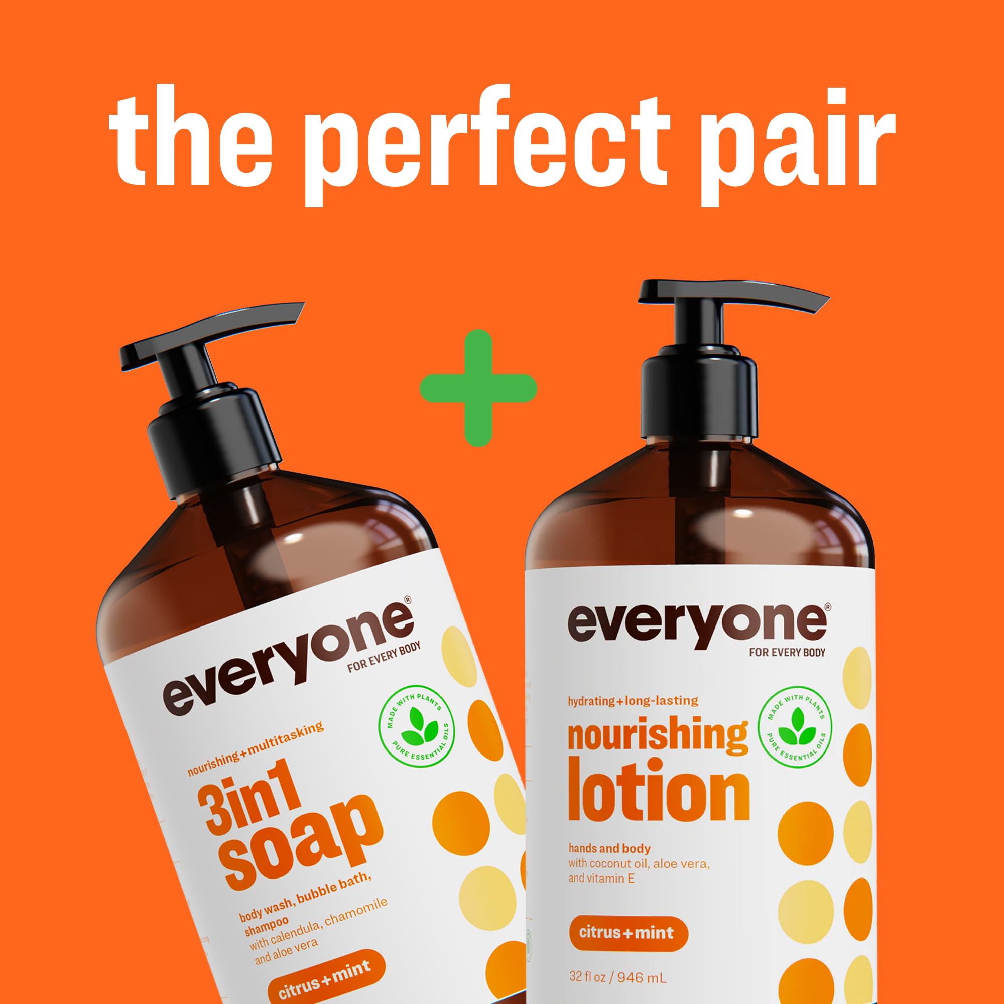 Everyone 3-in-1 Citrus & Mint soap, 32oz bottles, natural skin cleaning agent, pack of two, suitable for everyday use.