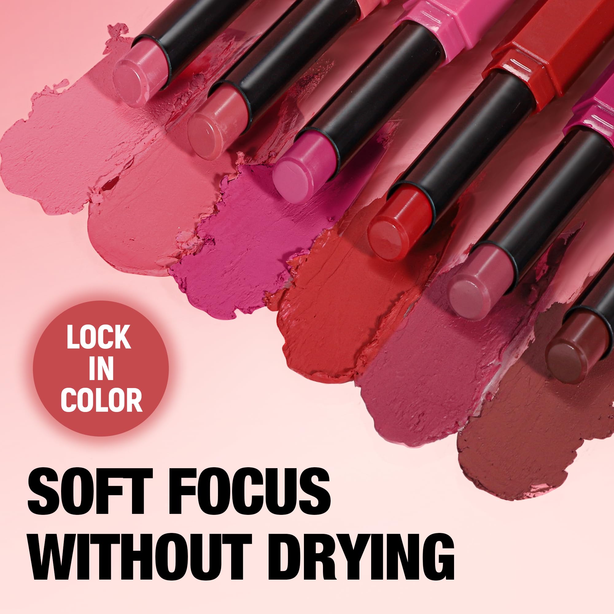 SAUBZEAN long-lasting matte lipstick in a vibrant lip color, shown as a satin stick for women, with smooth, creamy texture.