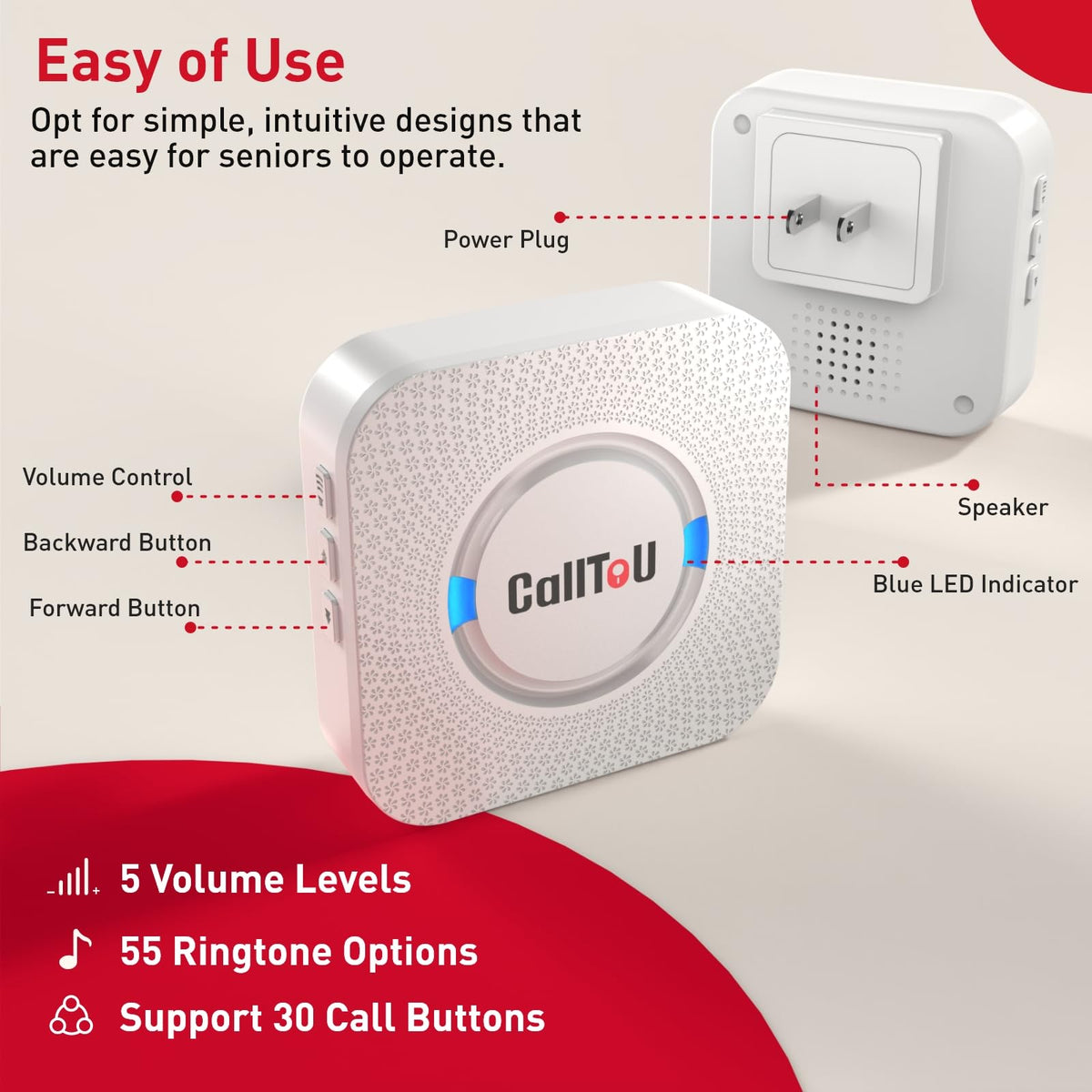 CallToU Wireless Caregiver Pager Call Button Call Bell - CallToU Official Imagery - 6