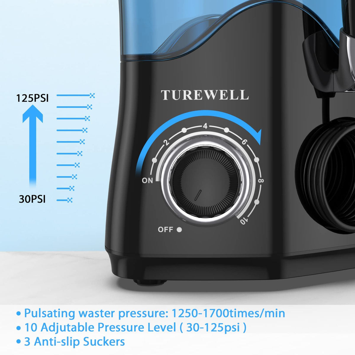 TUREWELL Water Dental Flosser for Teeth/Braces, Water Teeth Cleaner – full view