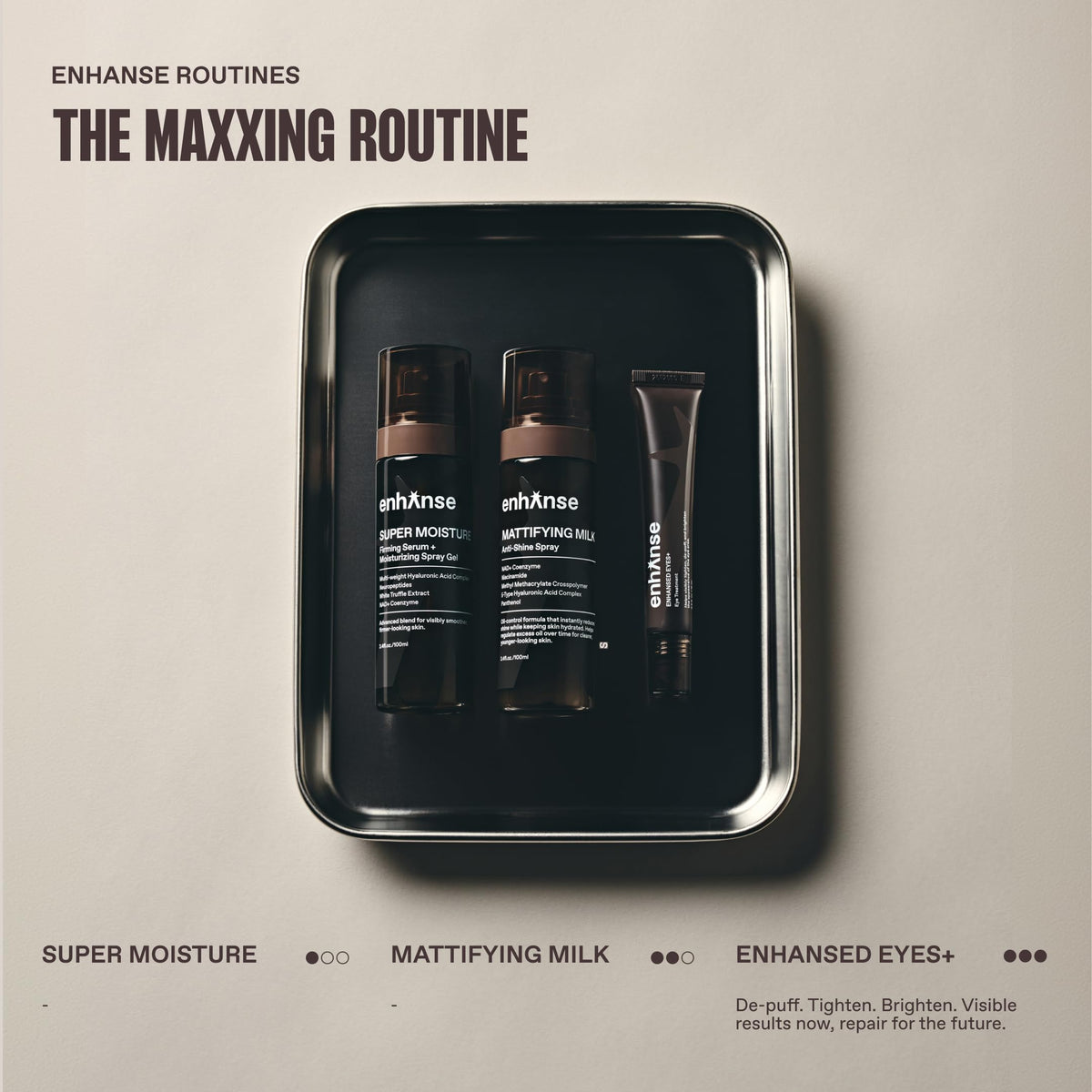 The Maxxing Routine Mens Skincare Gift Set De Puff Matte 3 - ENHANSE Official Imagery - 7