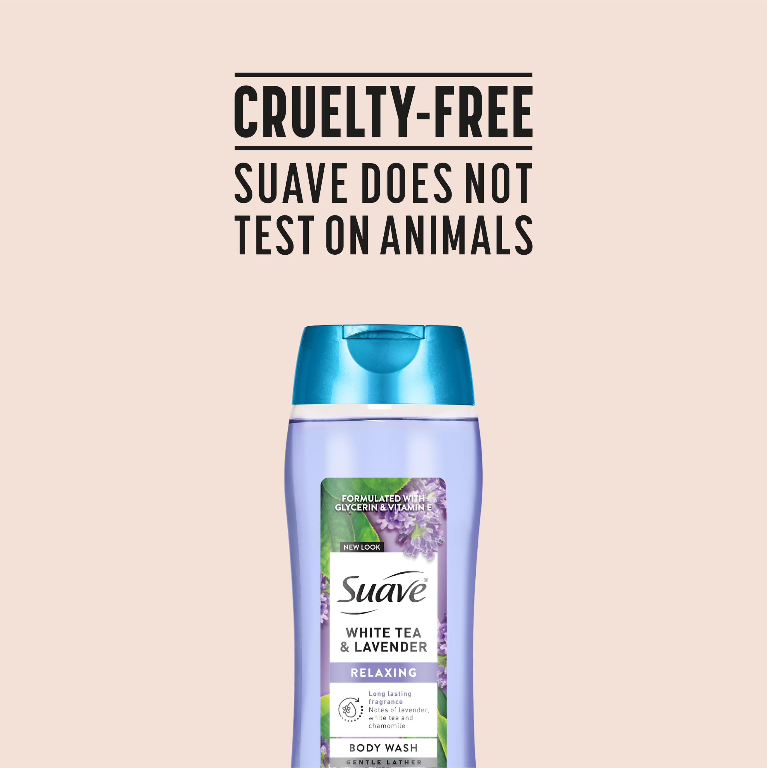 Suave Moisturizing Body Wash Women, White Tea and Lavender with Vitamin E and Aloe Extracts, No Parabens, No Phthalates, 18 Oz (Pack of 6)
