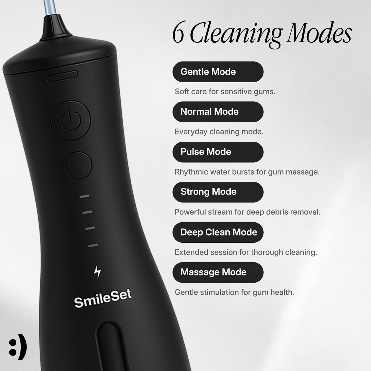 SmileSet Premium Handheld Water Flosser 240ml Cordless Oral - SmileSet Official Imagery - 3