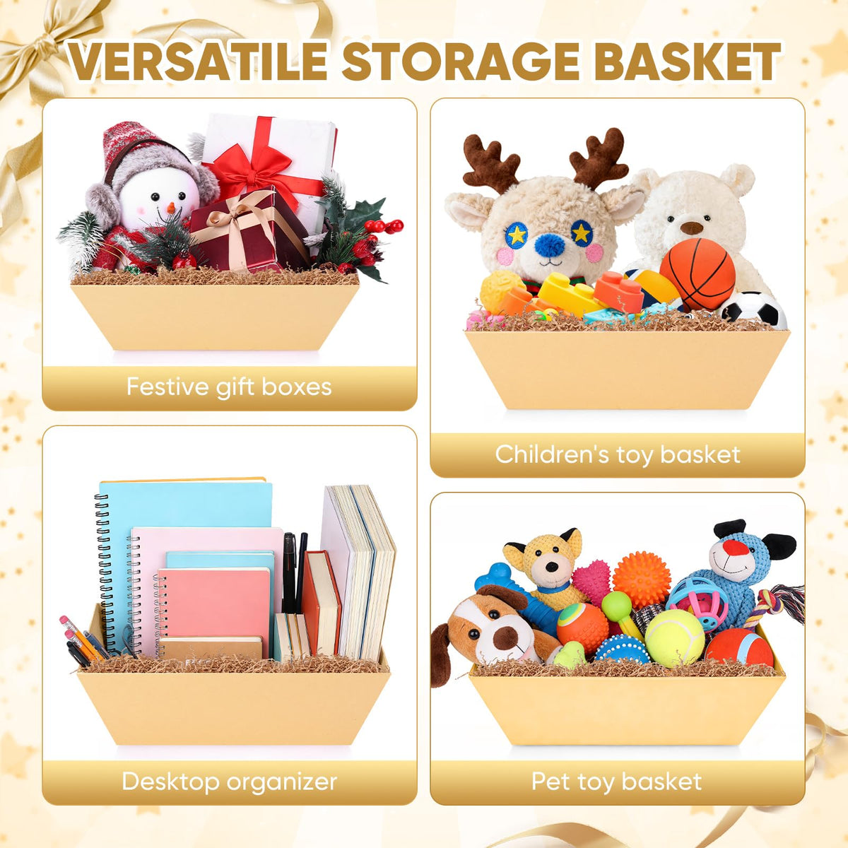 AFOROEOA 10 Pack Kraft Gift Baskets Empty 10x12 Large Basket - AFOROEOA Official Imagery - 7