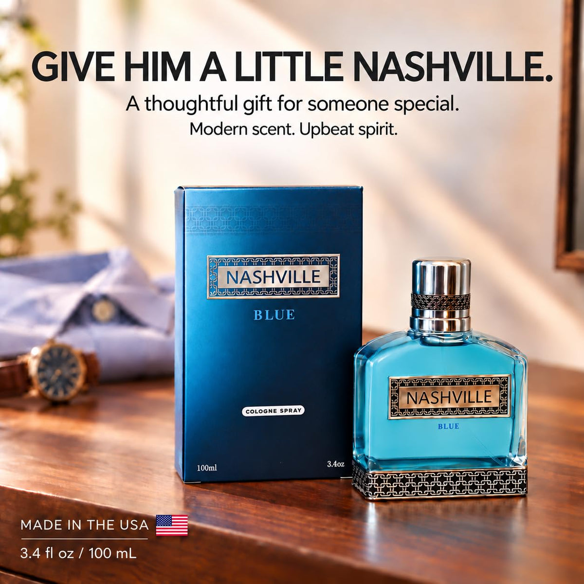 Murcielago Fragrances Nashville Blue Men's Cologne Spray, 3.4 fl oz – back view and specifications