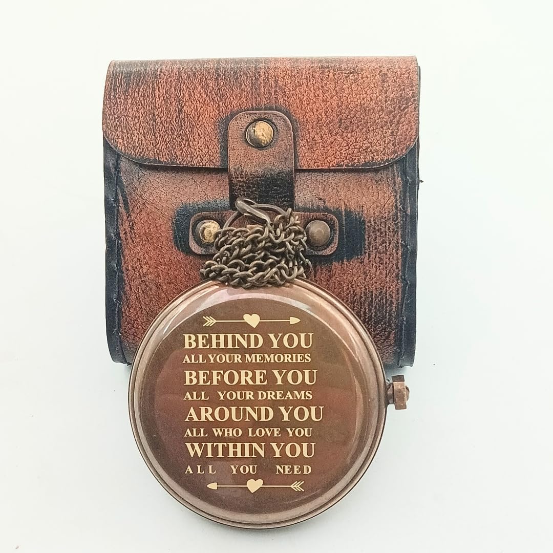 Behind You Engraved Brass Compass Gift for Men - DAYOL'X Official Imagery - 3