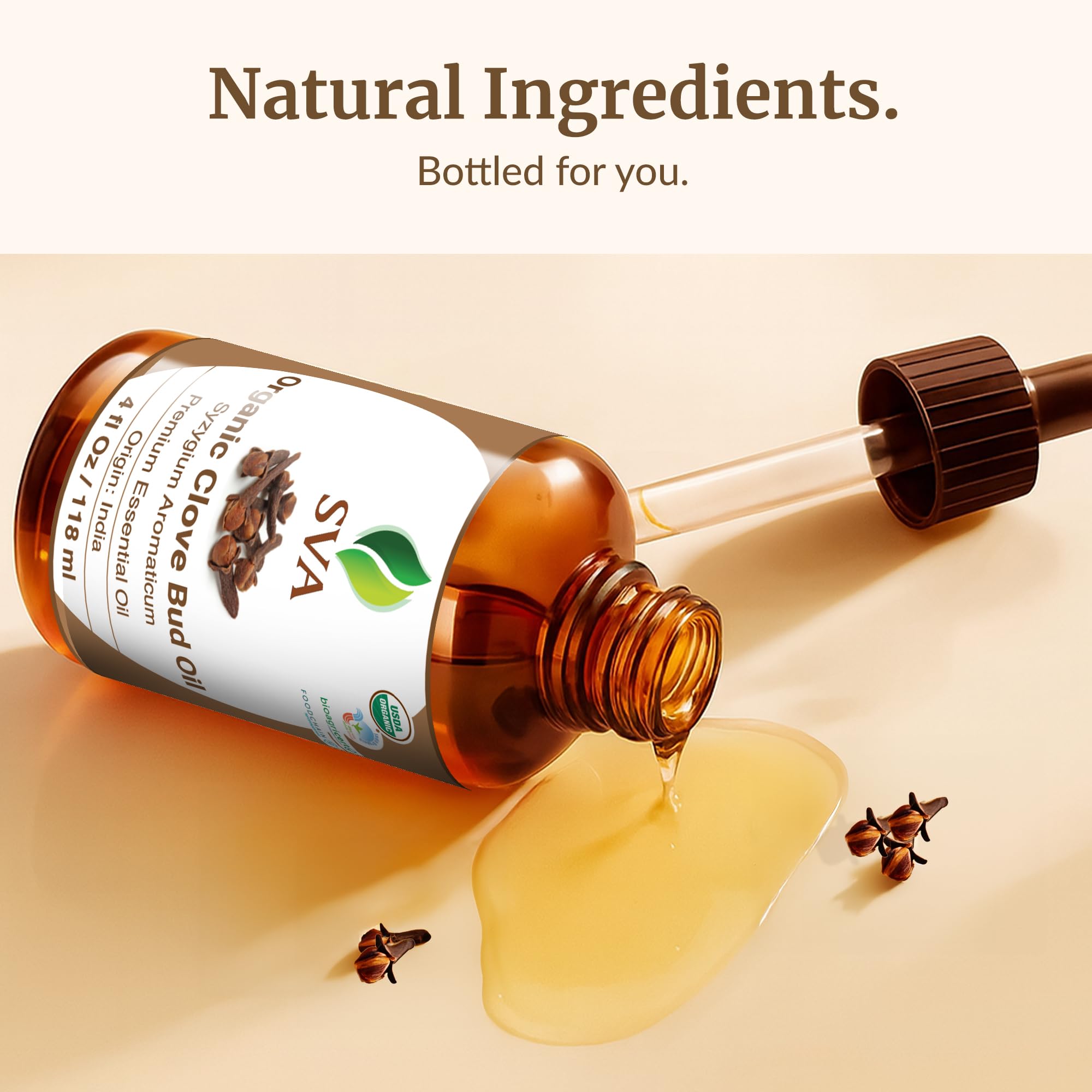 SVA Organics Organic Clove Bud Essential Oil 4oz Dropper