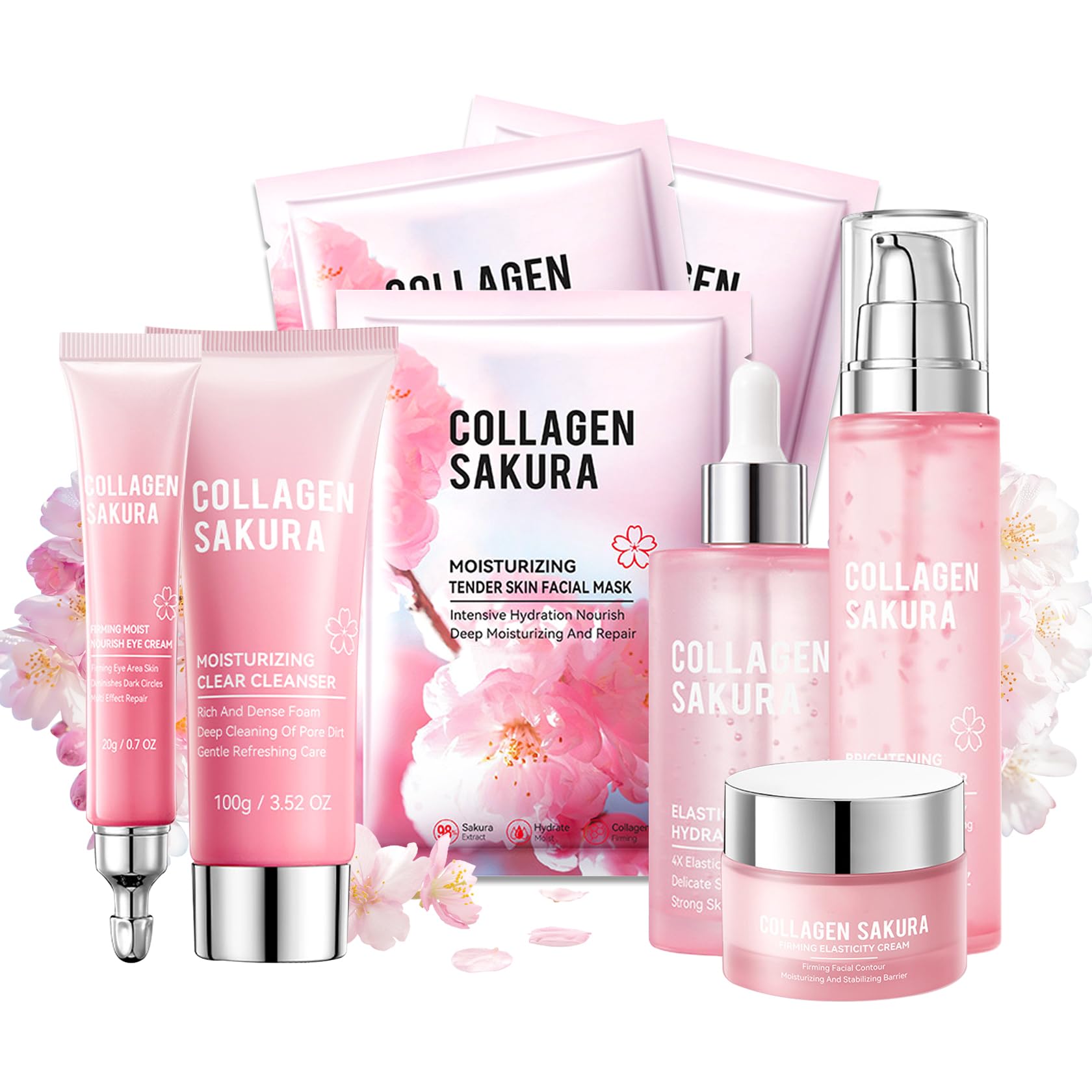 Sakura Skin Care Set,8 Pcs Hydrating Skincare Set Facial Kit for - Product Imagery