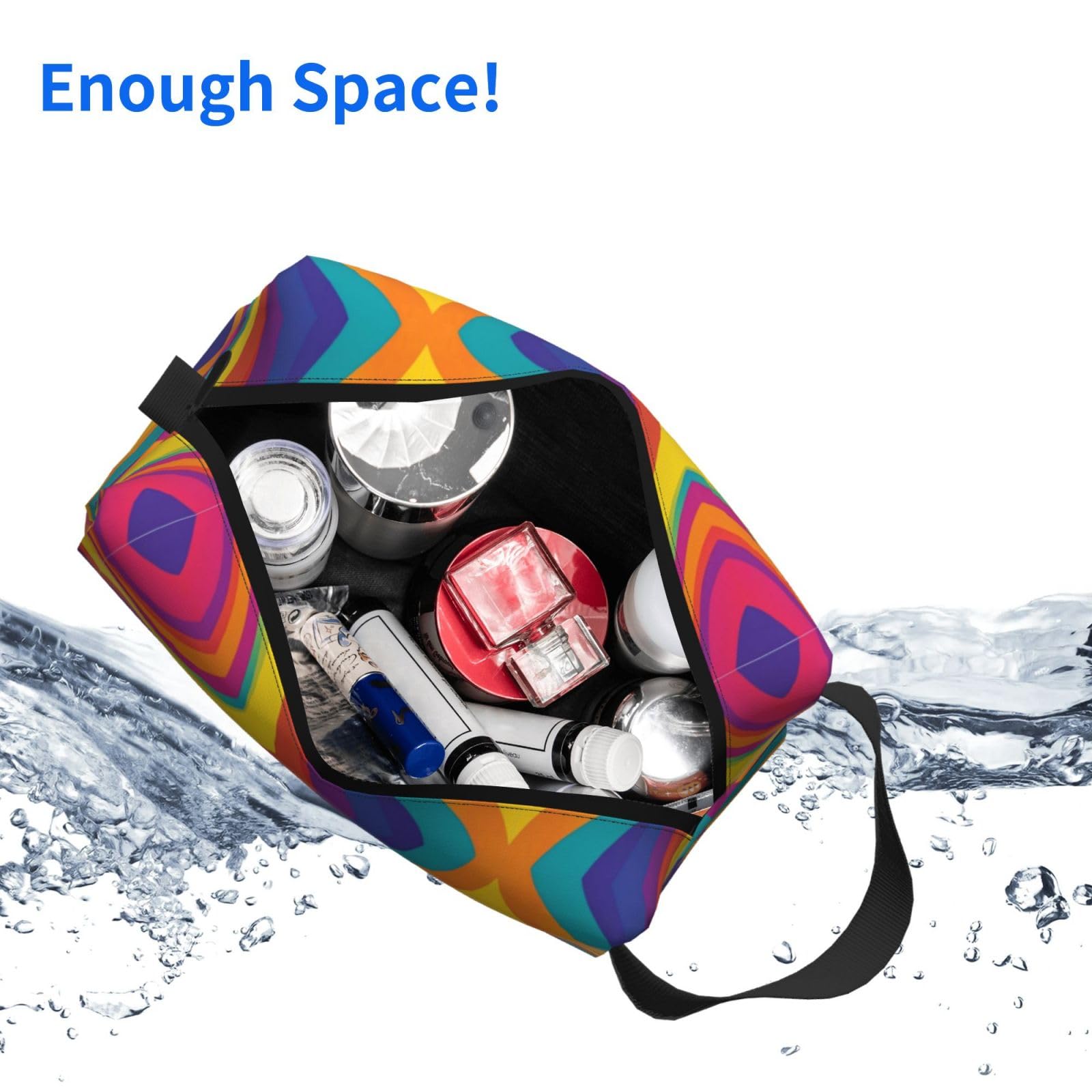 SXZVVBN colorful textured large capacity travel toiletry bag made of durable oxford cloth, ideal for cosmetics and makeup organization.