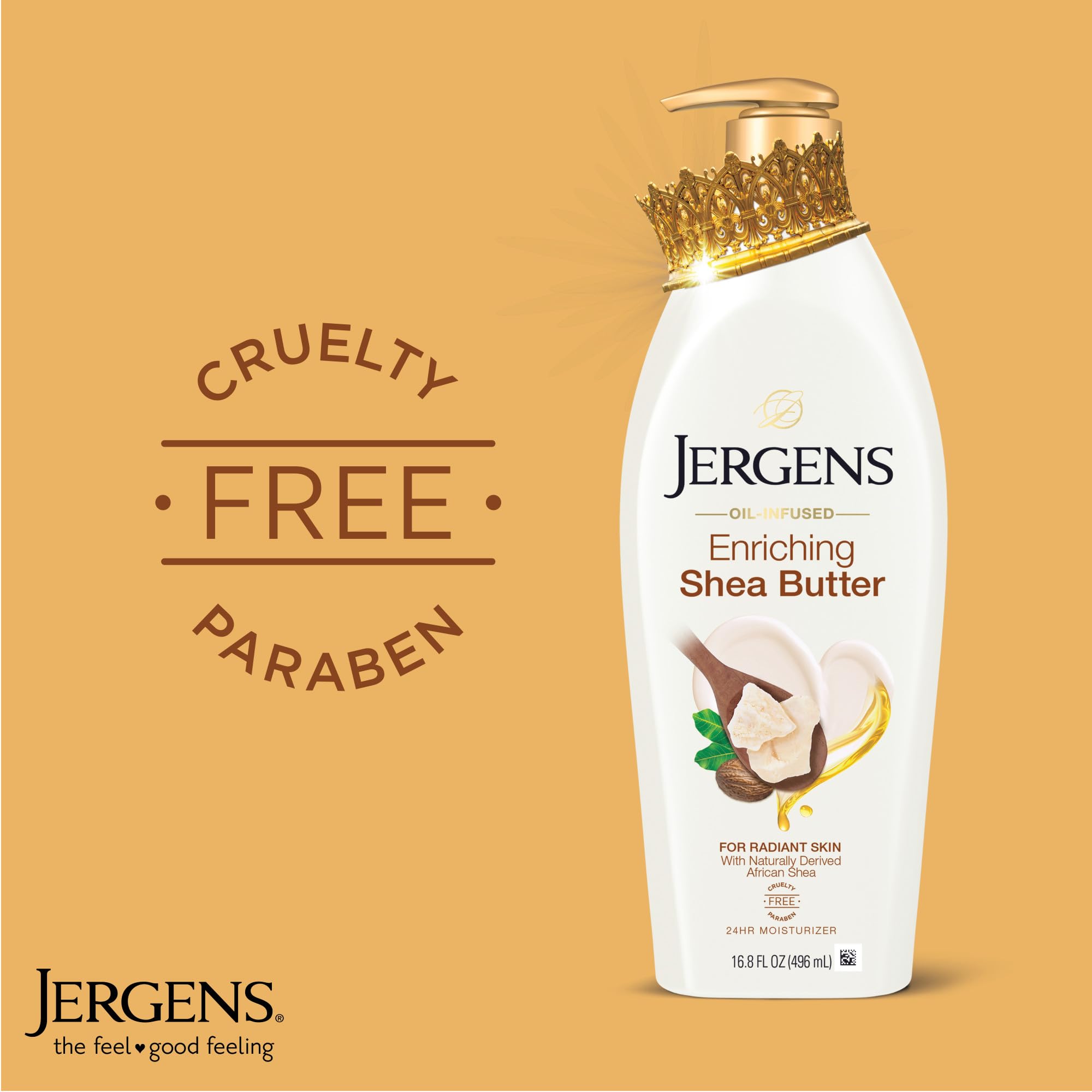 Jergens Shea Butter Hand and Body Lotion bottles, deep conditioning moisturizer with pure shea butter, dermatologist tested, 16.8 oz pack of 3