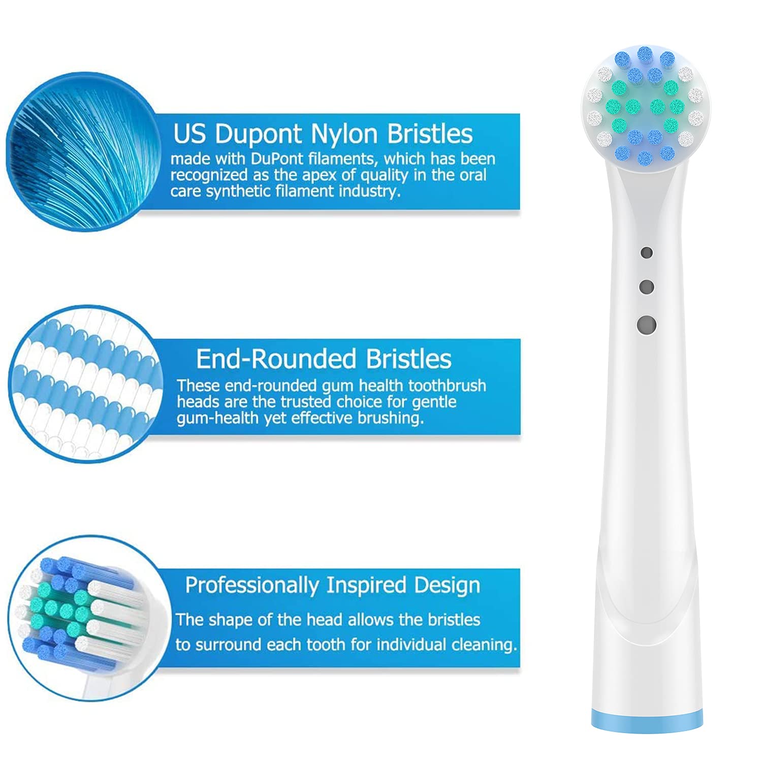 Set of 16 CHOKMAX toothbrush replacement heads compatible with Oral-B electric toothbrushes, featuring soft bristles and easy attachment.