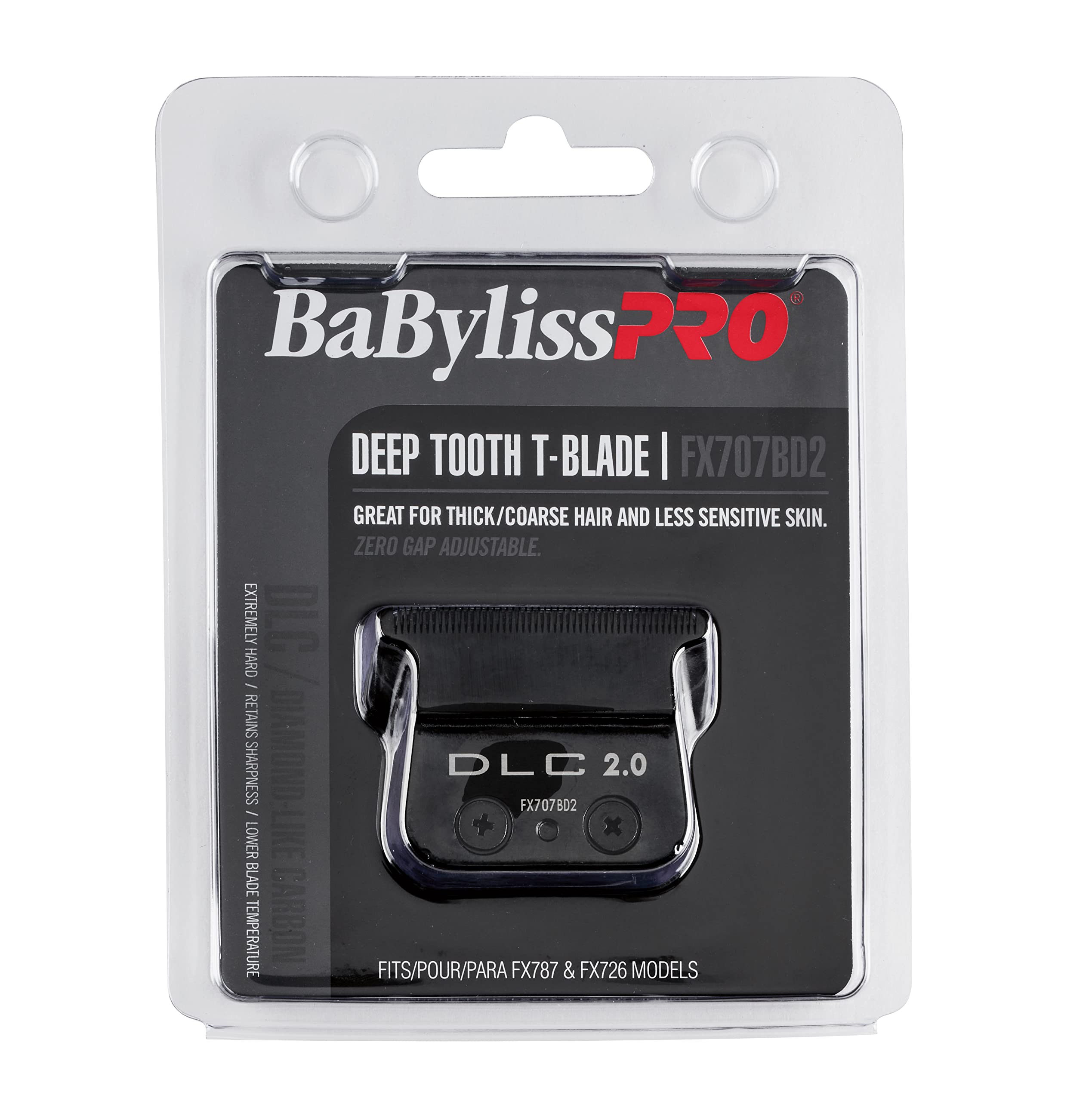 BaBylissPRO Barberology Deep Tooth DLC 2 Replacement Blade for Outlining Hair Trimmers (FX707BD2), Black