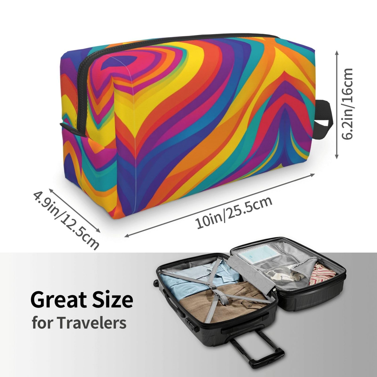 SXZVVBN colorful textured travel toiletry bag with large capacity, durable Oxford cloth, makeup organizer, cosmetic pouch, COSMETIC_CASE