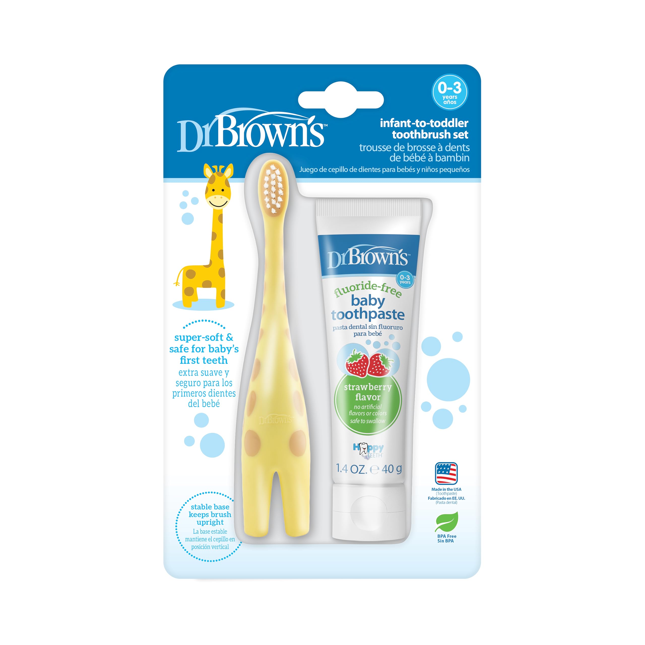 Dr. Brown's Infant-to-Toddler Toothbrush and Toothpaste Set, - Product Imagery