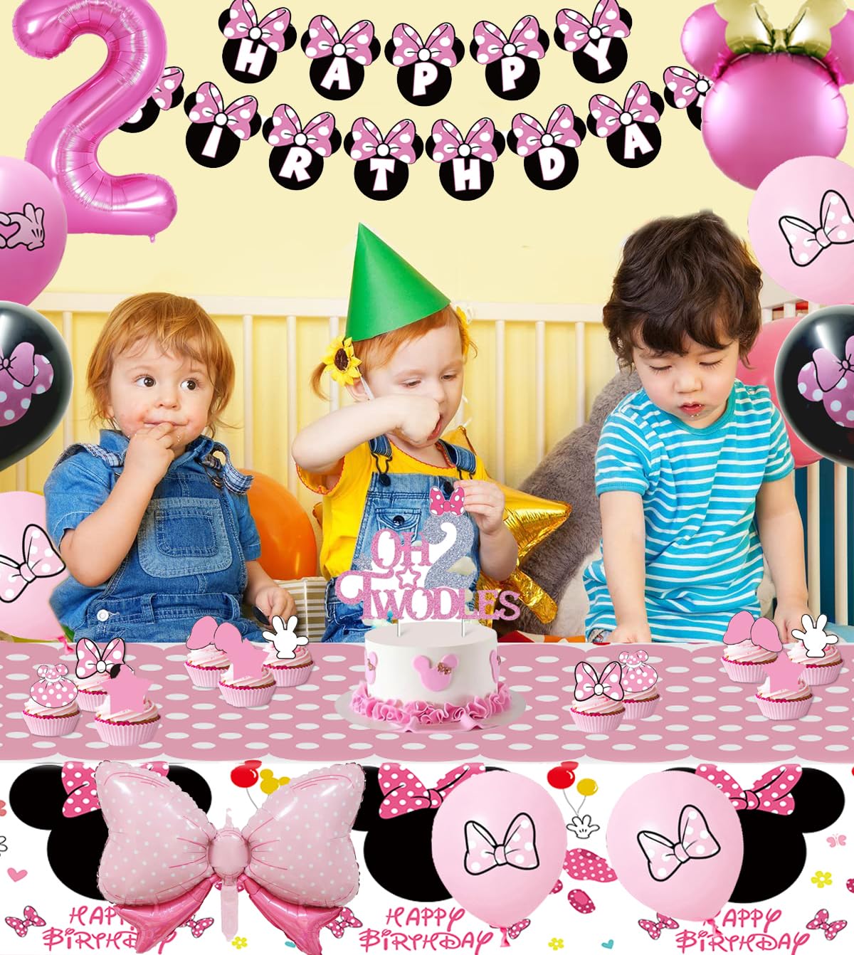 Nyhpar Pink Mouse 2nd Party Supplies Twodles Girl Birthday Decorations 2 – product photo (Balloons)
