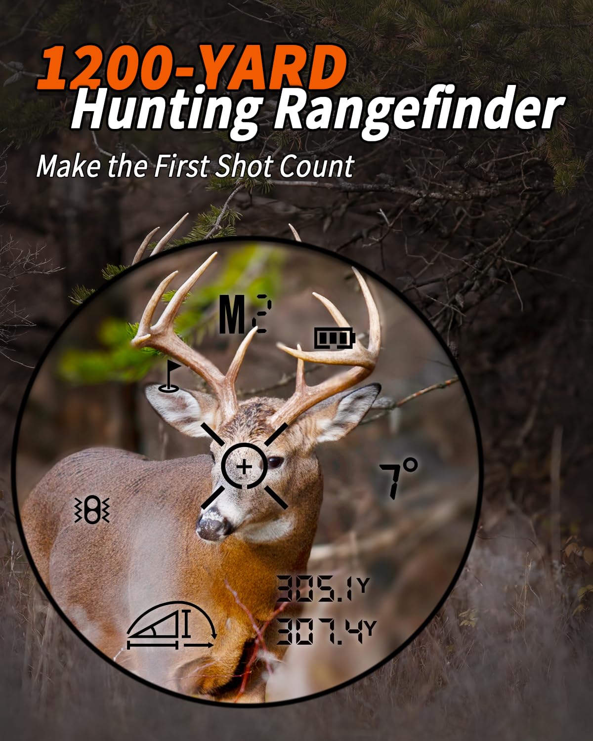 WOSPORTS Hunting Rangefinder, 1200/1500 Yards Bow Hunting/Scan/Speed Modes – product photo (Laser Rangefinders)