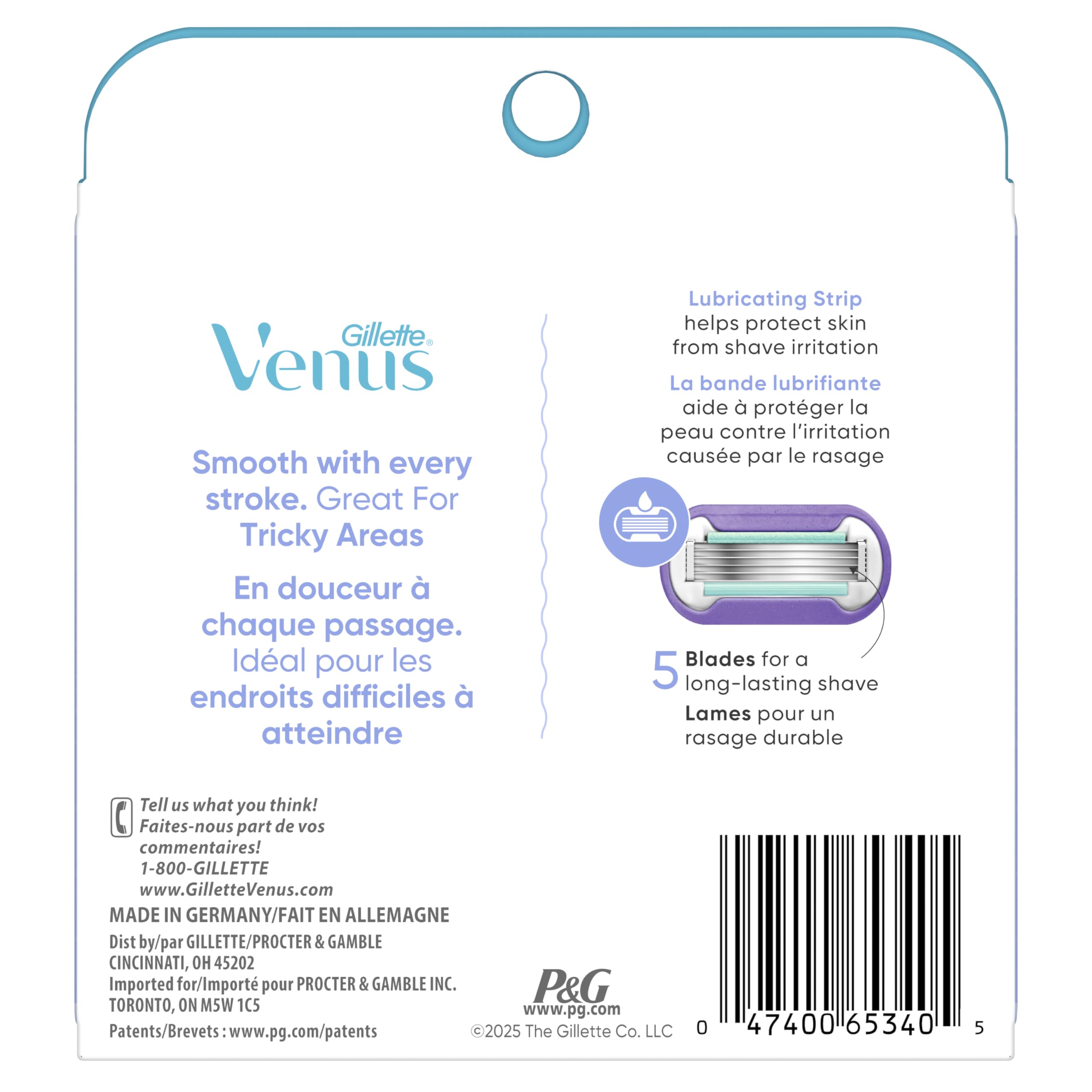 Gillette Venus Deluxe Smooth Swirl Razor Blade Refills, 6-pack, with smooth shaving cartridges for women.