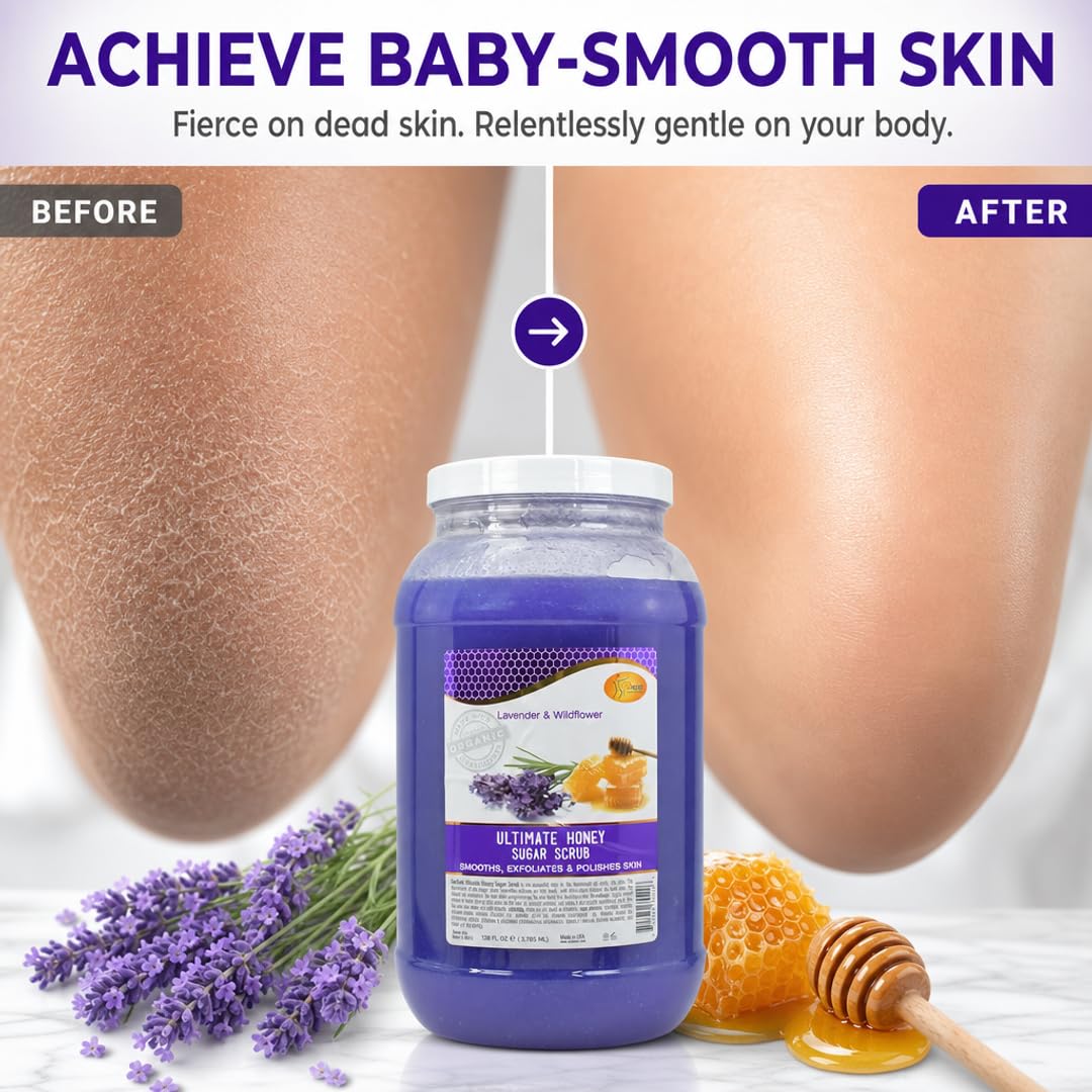 SPA REDI Salon & Pedicure Sugar Scrub, Deep Moisturizing, 128 oz – back view and specifications