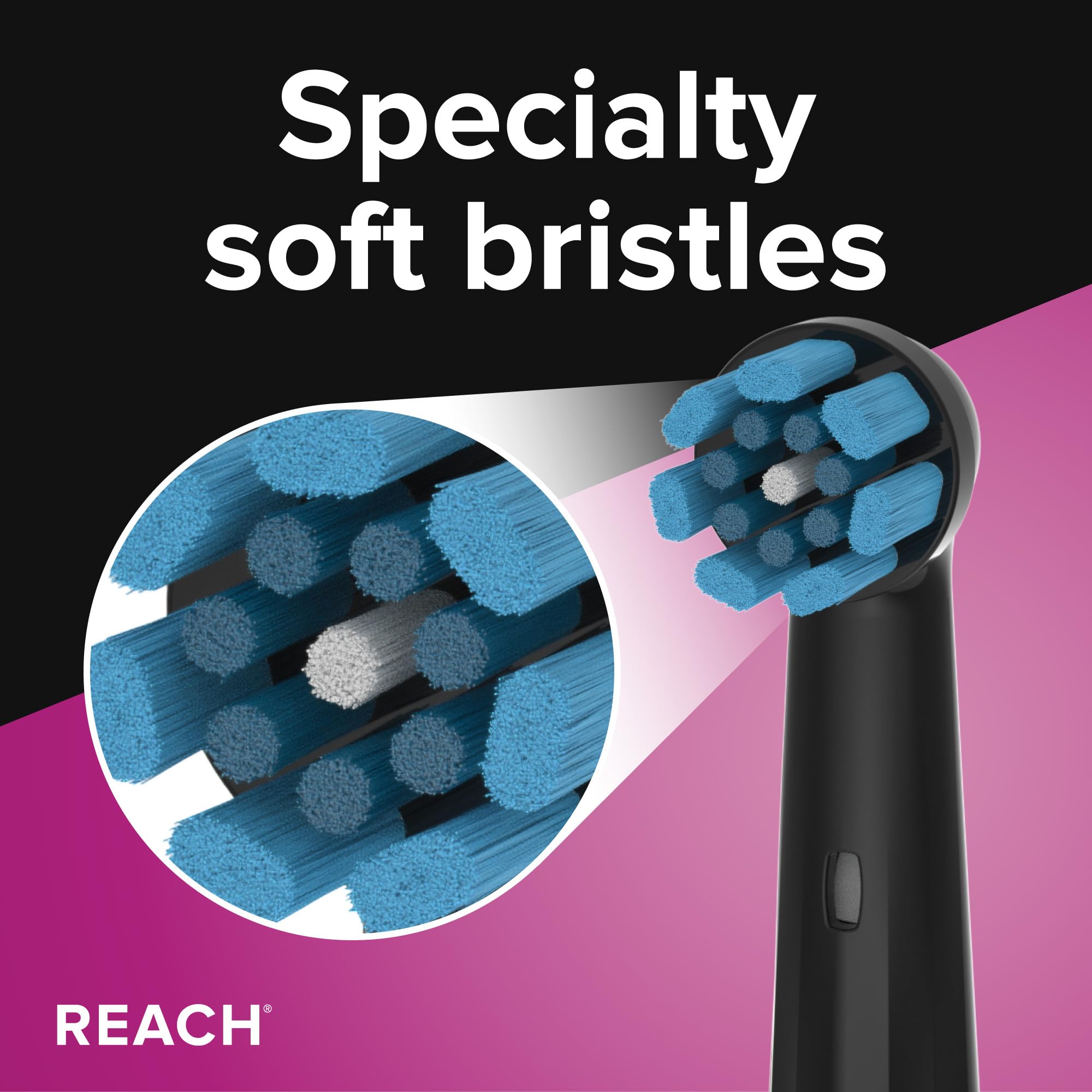 Reach Trios Sensitive replacement heads for Oral-B iO electric toothbrush, designed for gentle cleaning and oral health.