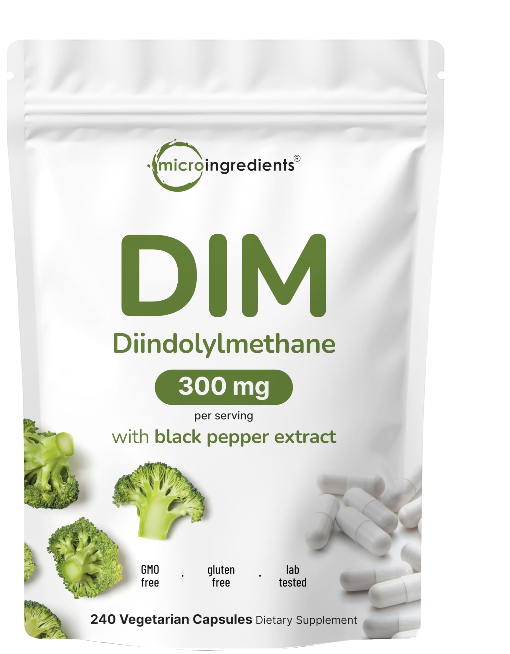DIM Active Supplement, DIM 300mg, 240 Veggie Capsules (8-Month - Product Imagery