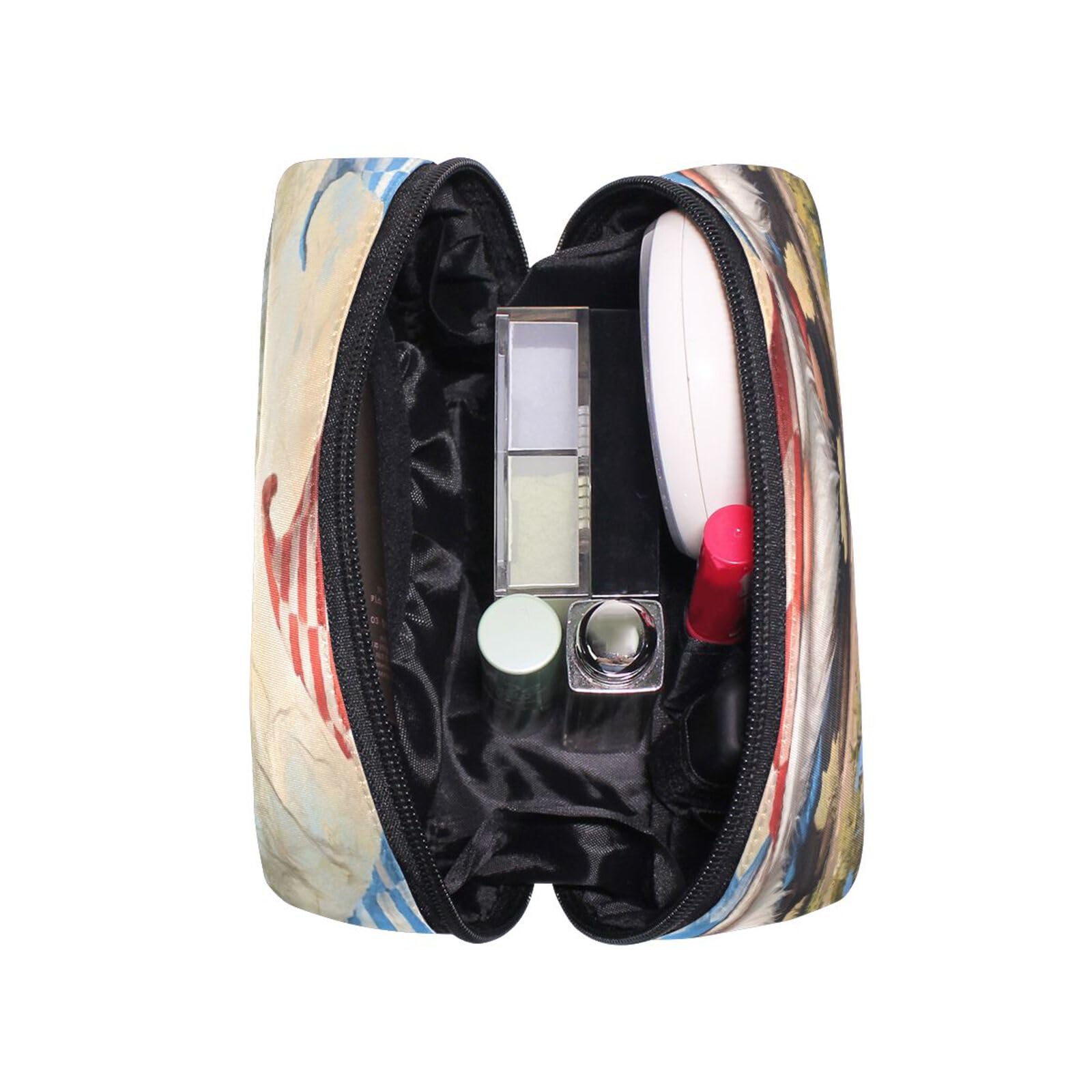 JUZIHAI spring forest gnome makeup bag with 5 compartments, portable zipper cosmetic organizer pouch for women travel toiletries