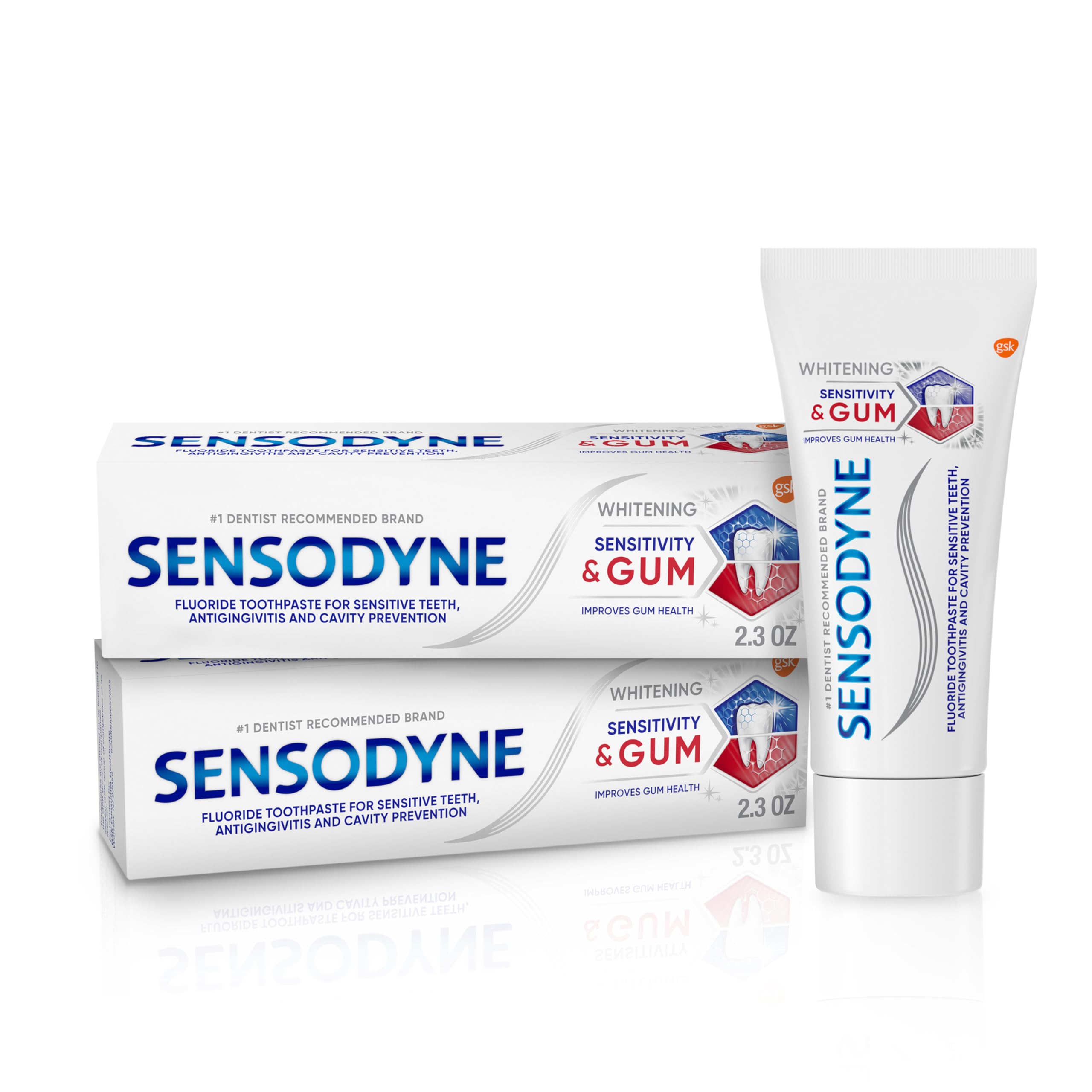 Sensodyne Sensitivity & Gum Whitening Toothpaste, 2.3 Ounces - Product Imagery