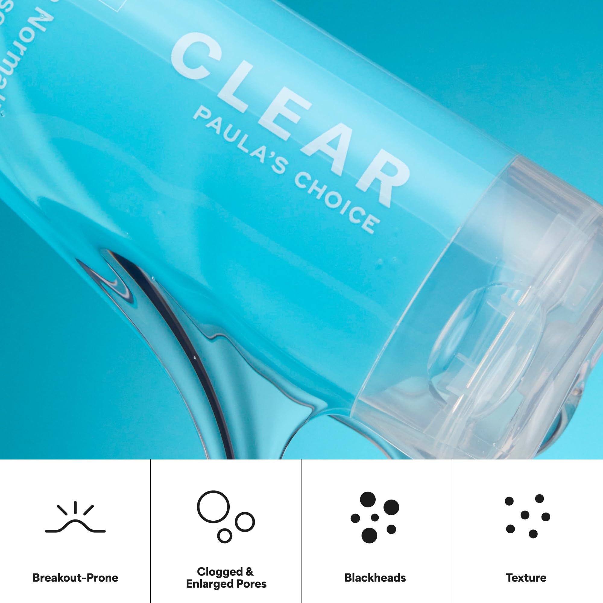 Paula's Choice CLEAR Pore Normalizing Acne Facial Cleanser in 6 oz bottle, designed for deep cleansing and acne-prone skin.