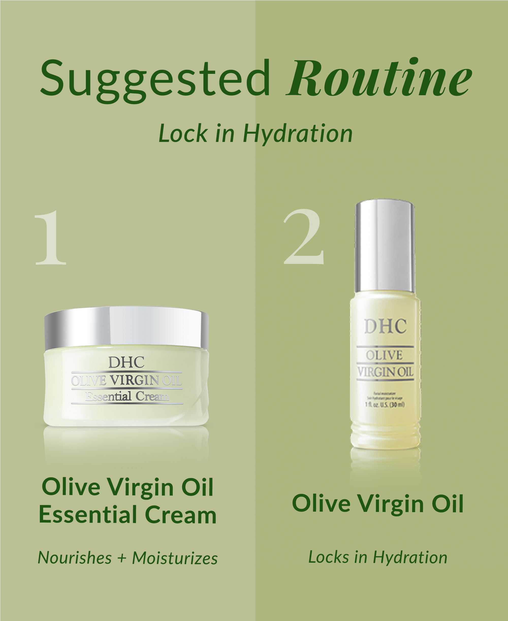 DHC Olive Virgin Oil Essential Cream in 1.7 oz jar, ultra-rich skin moisturizer with nourishing olive oil for dry skin.