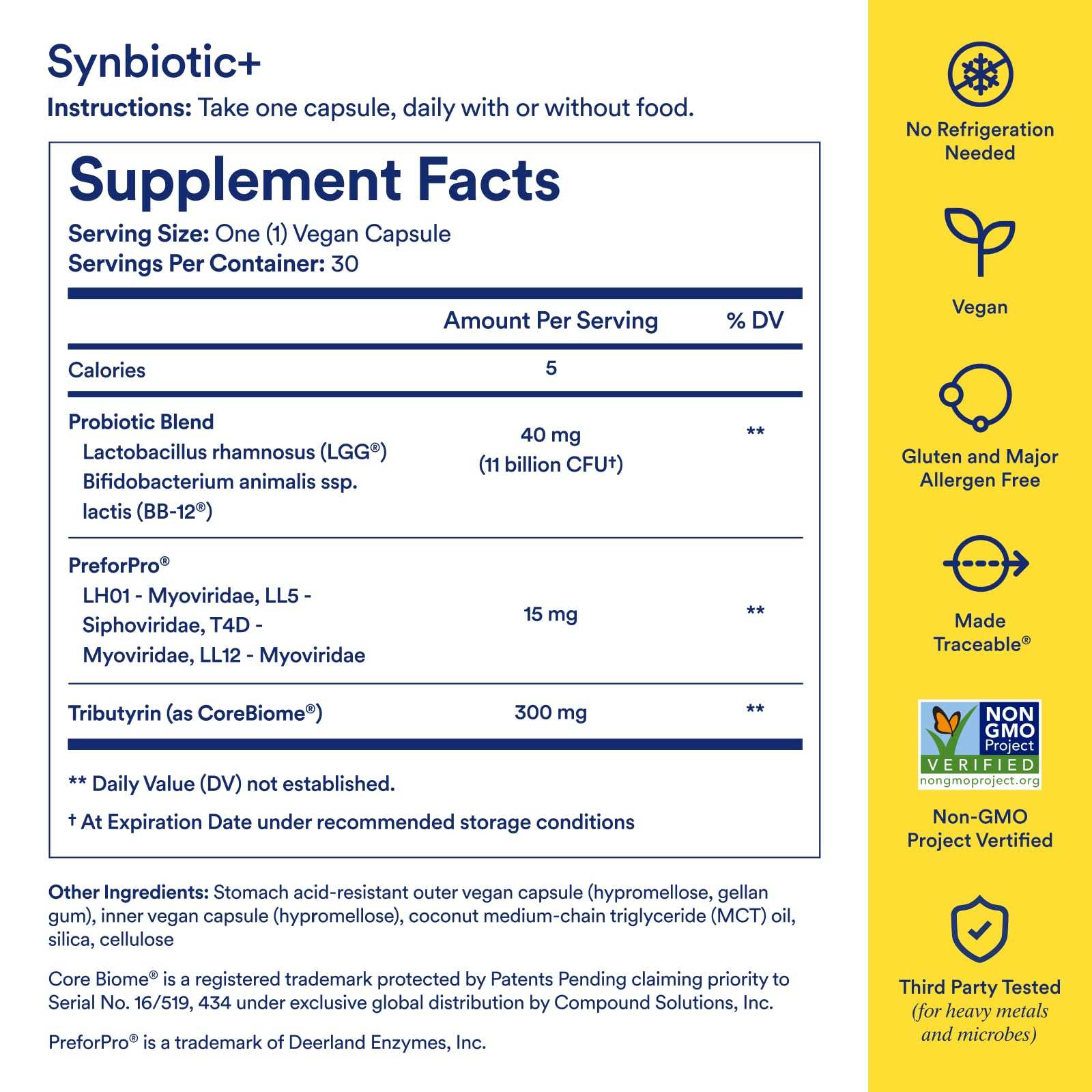 Ritual Synbiotic+ 3-in-1 probiotic, prebiotic, and postbiotic supplement bottle with capsules on a white background.