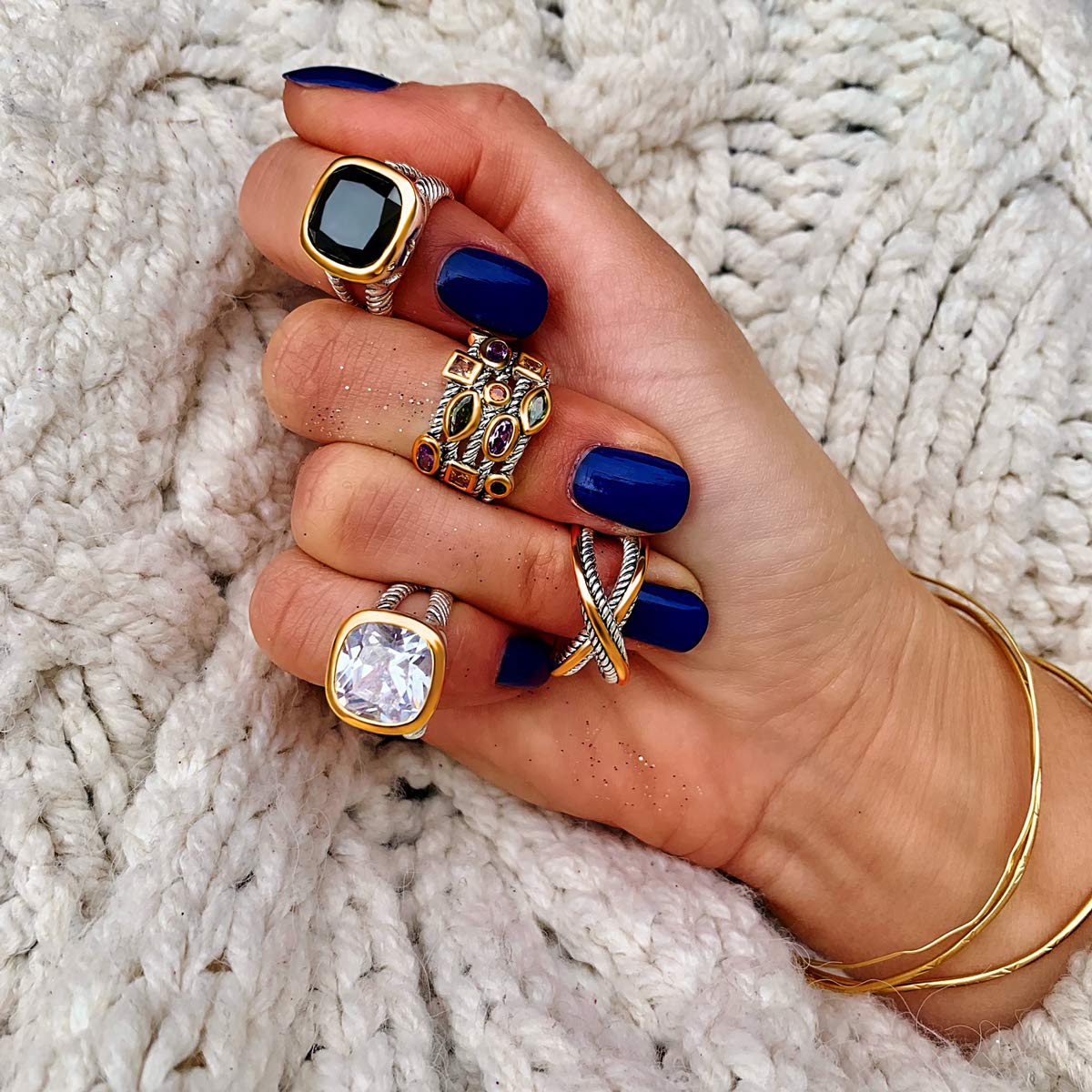 UNY JEWEL Ring Beautiful Multi CZ Twisted Cable Wire Designer Fashion Brand Vintage Love Antique Womens Jewelry – produc