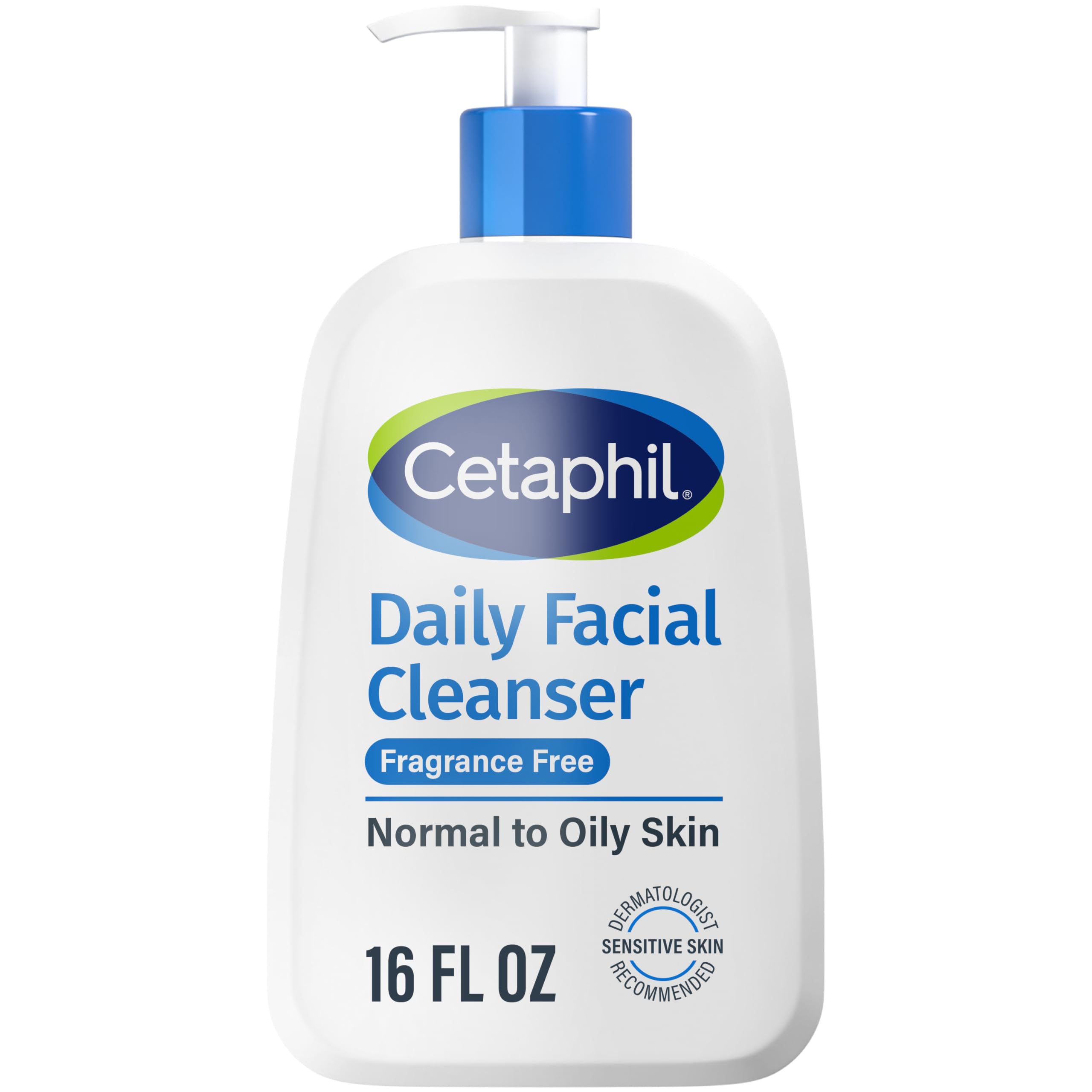 Cetaphil Daily Facial Cleanser for oily and combination skin in a 16oz bottle, gentle skin cleaning agent for daily use.