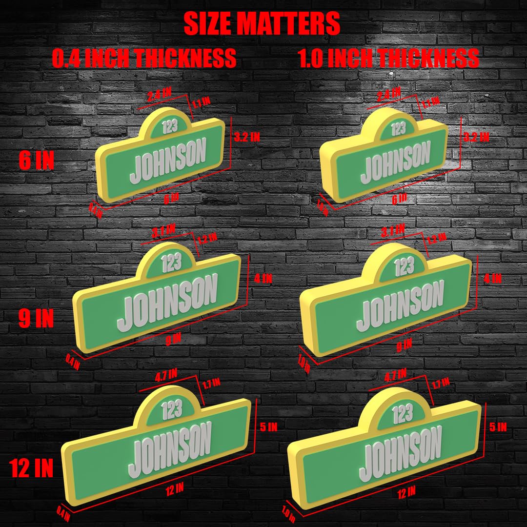 MOMO3D Custom Street Sign, Personalized Name Sign for Kids Birthday Party Decor – back view and specifications