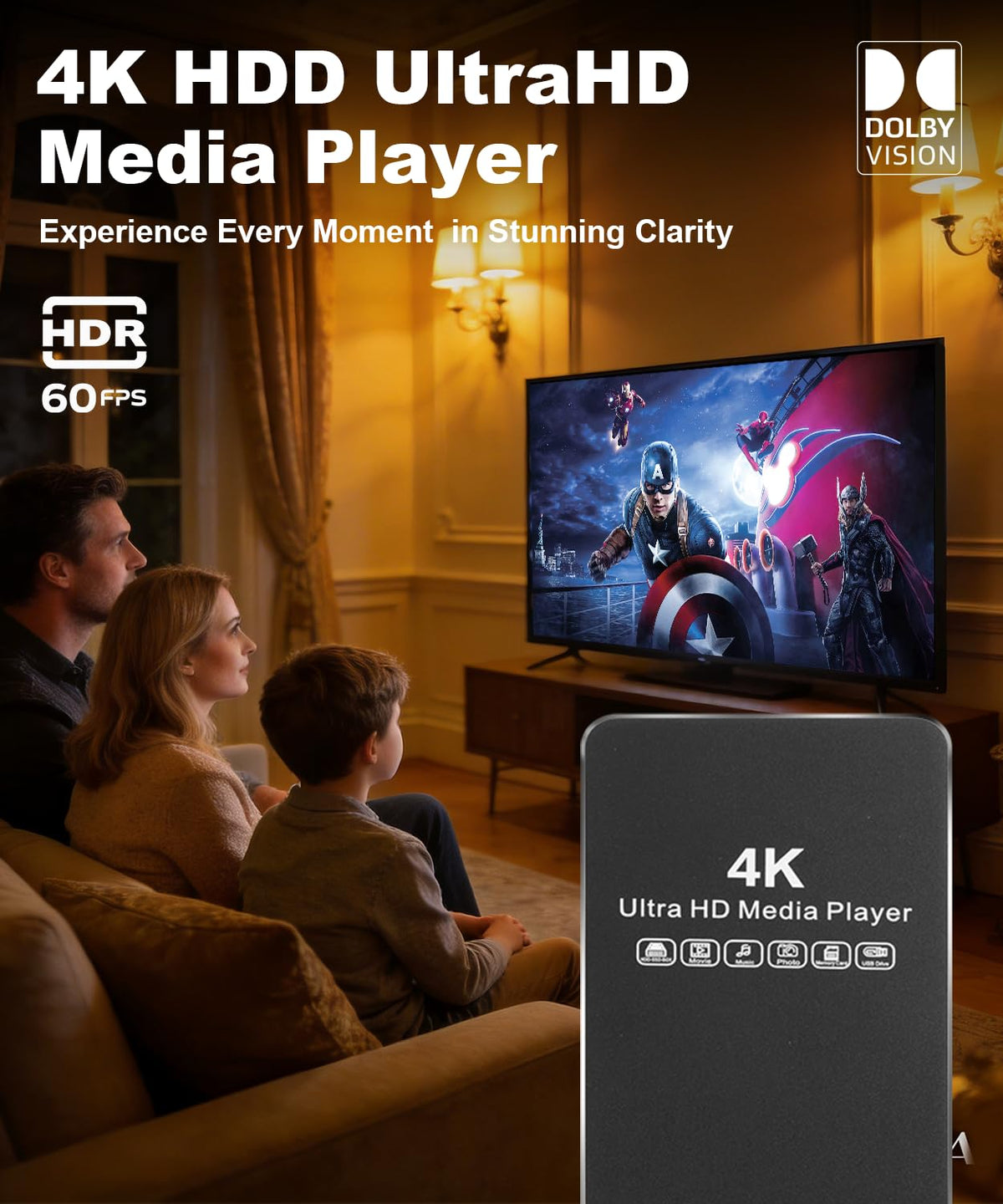 ACEMAX 4K@60Hz Offline Media Player with 2.5-Inch SATA HDD/SSD Enclosure, H.265 10bit/HEVC Digital Signage Player with A
