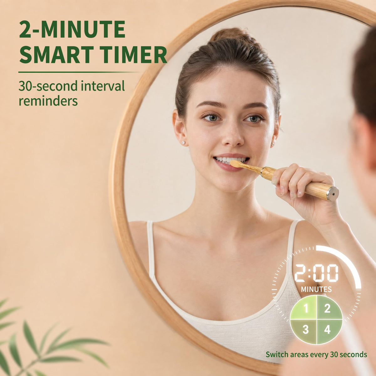 Sonic Electric Toothbrush with Bamboo Heads Charcoal Infused - GUFICLE Official Imagery - 6