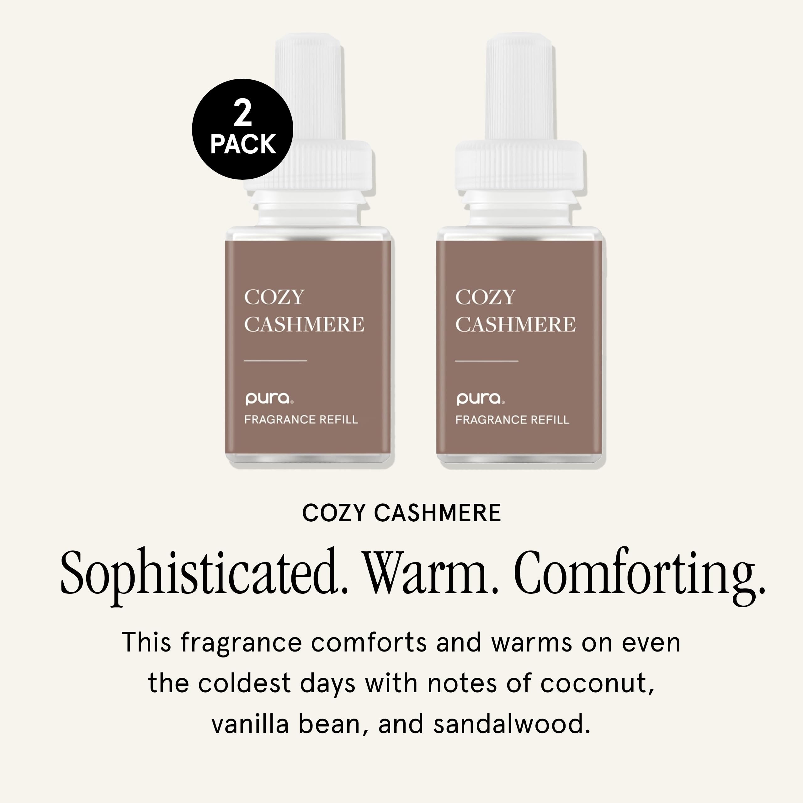 Pura Smart Scent Refill Cozy Cashmere aroma diffuser refill pack with two scent cartridges for home fragrance.