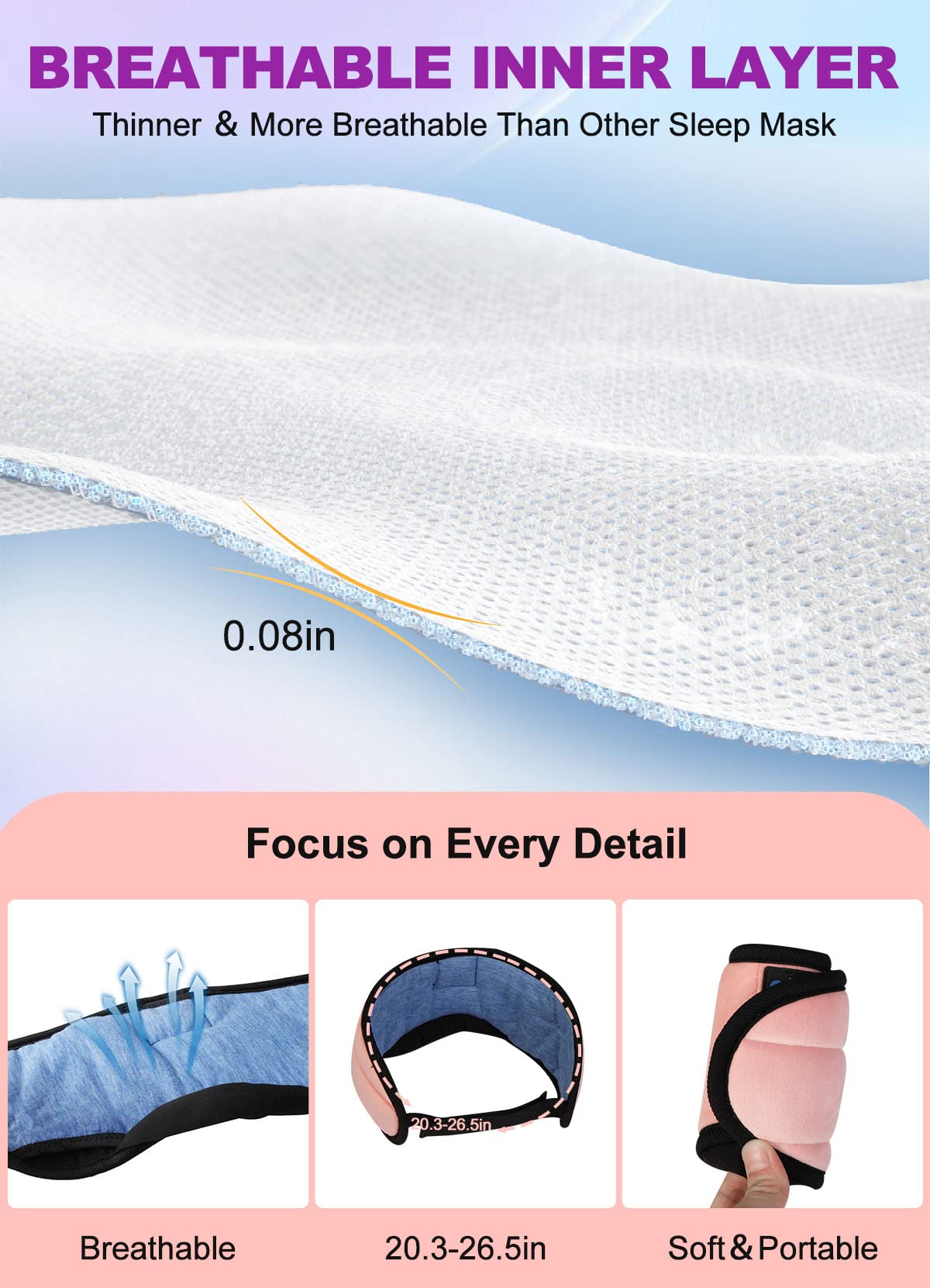 TOPOINT Sleep Mask Headphones Bluetooth 5.2 Wireless, Blackout Eye Mask for Women Men Sleeping Travel Meditation Gifts C