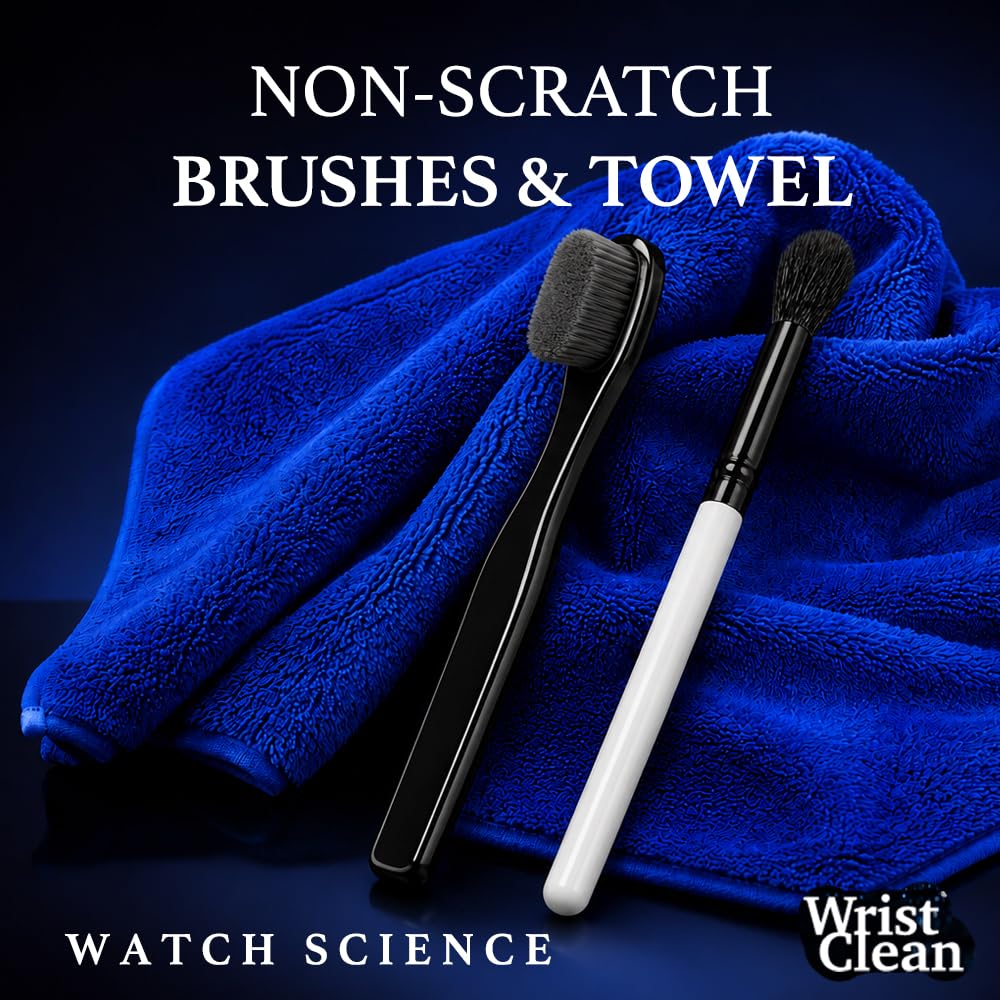 WristClean Royal Watch Cleaning Kit | (1x) Watch Cleaner Foam 100ML, (1x) Large Drying Towel, (2x) Non-scratch Brushes, 
