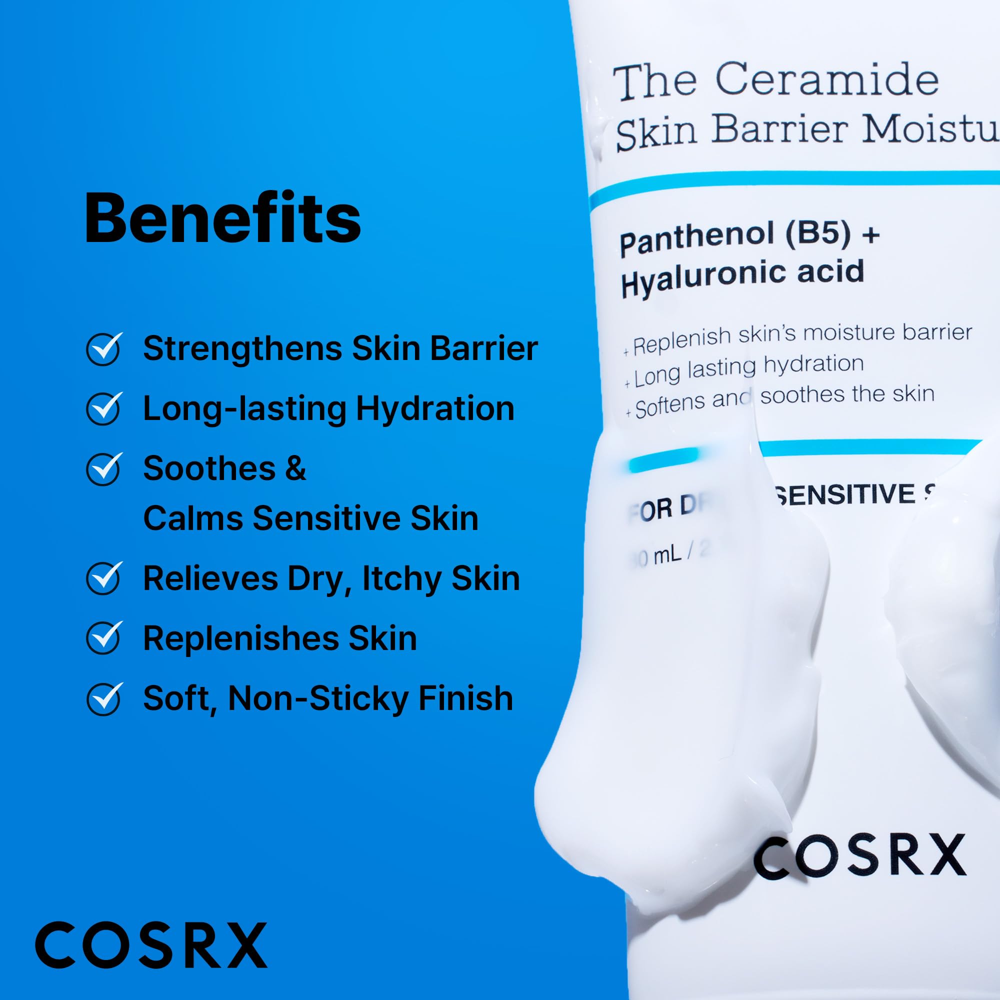 COSRX 7X Ceramide Moisturizer for face in a 2.7oz jar, repairing skin barrier with hydrating ceramides and soothing texture.