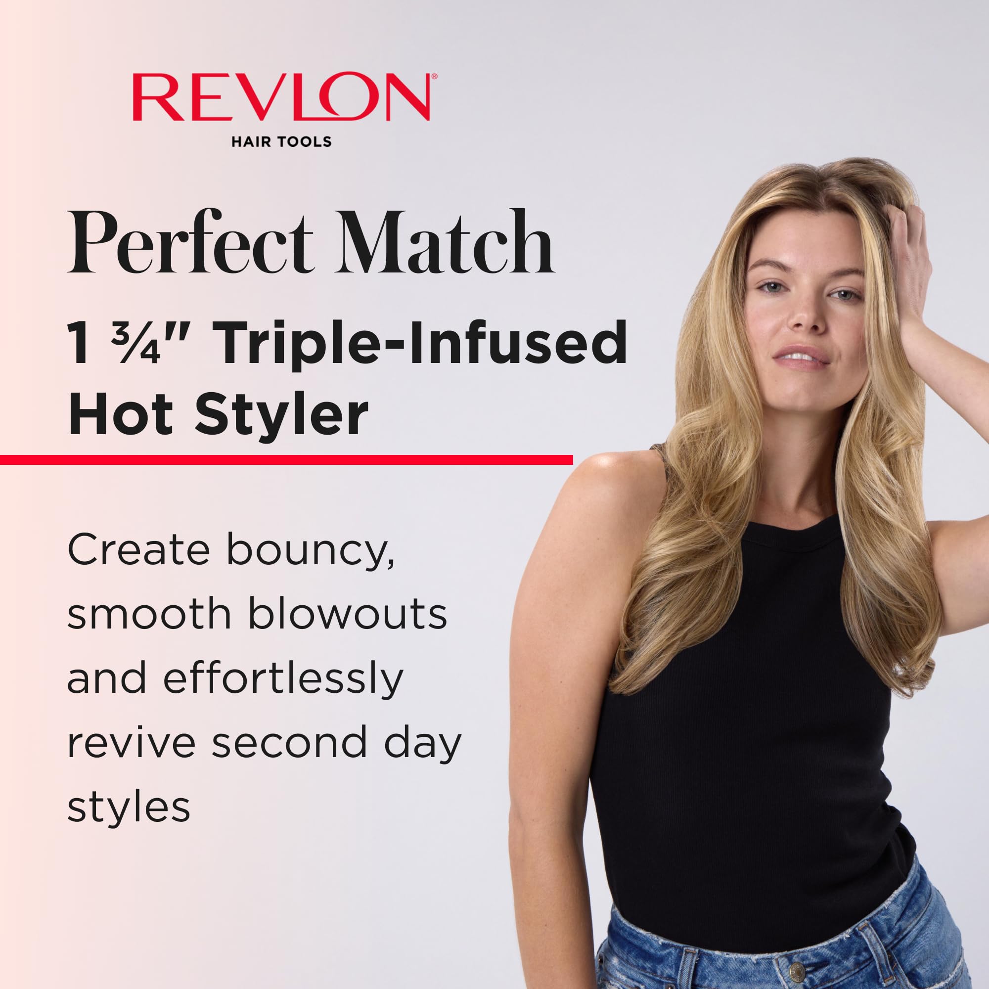 Revlon Perfect Match Hot Styler heated hair brush in 1¾ inch, suitable for styling and drying hair with ceramic technology.