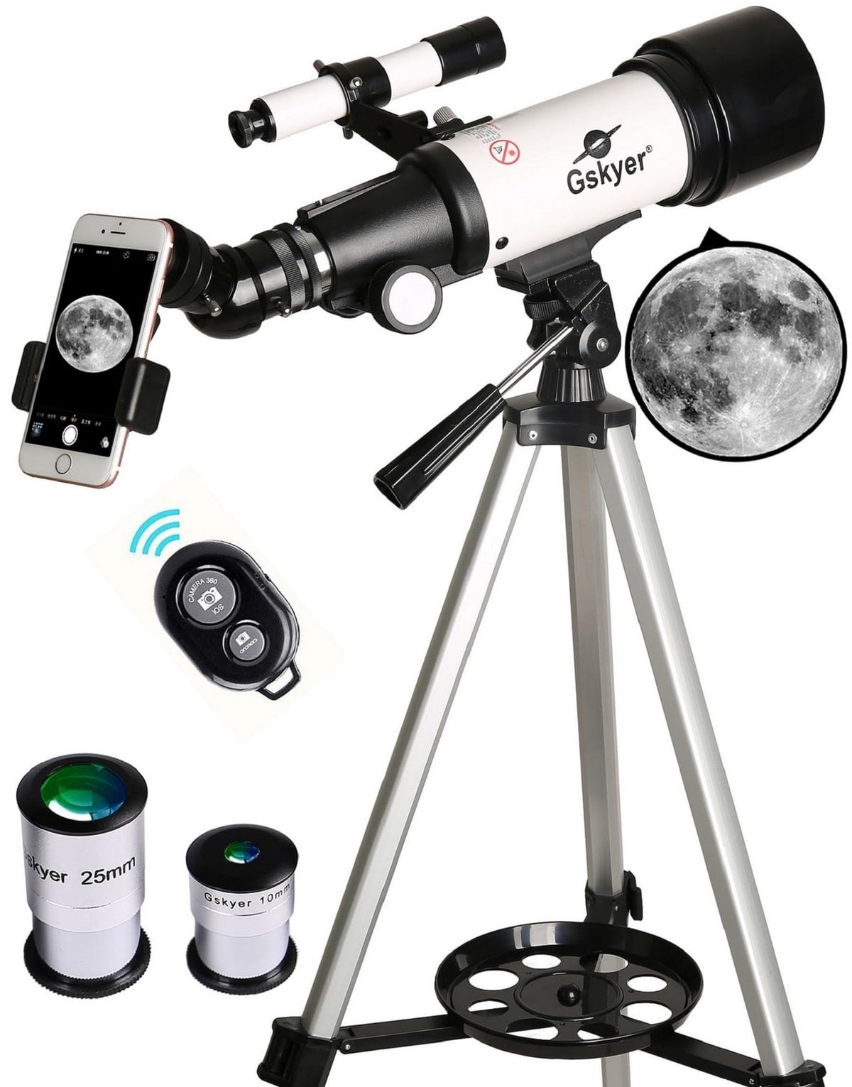 Gskyer Telescope, 70mm Aperture 400mm AZ Mount Astronomical Refracting Telescope for Kids Beginners - Travel Telescope w