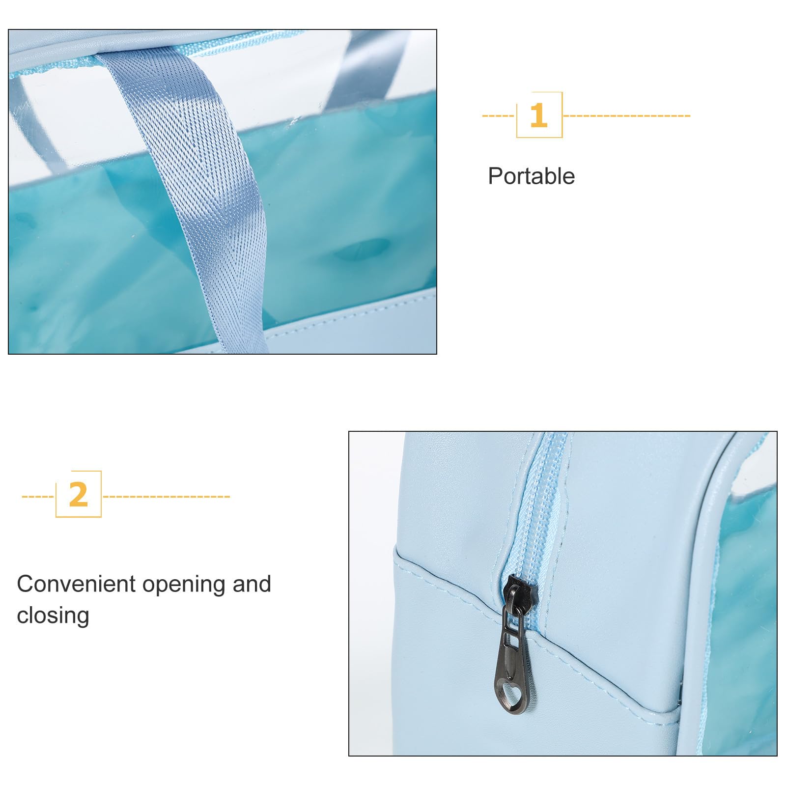 NULYLU large waterproof blue cosmetic case with handle, travel toiletry organizer pouch for women, spacious makeup bag for daily use
