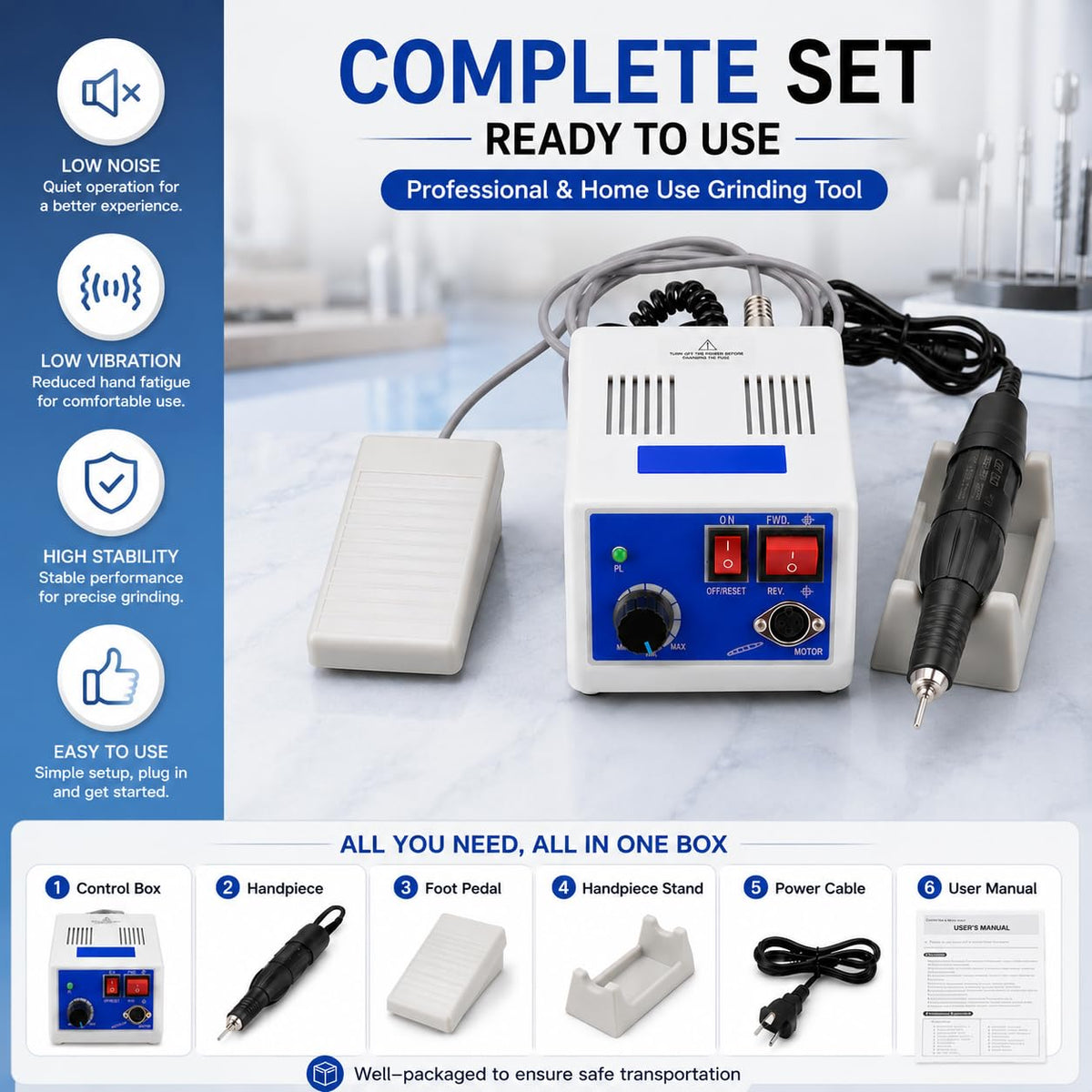 Dentasop Marathon-III Micromotor Lab Jewelry Carving Sander Hand Kit – full view