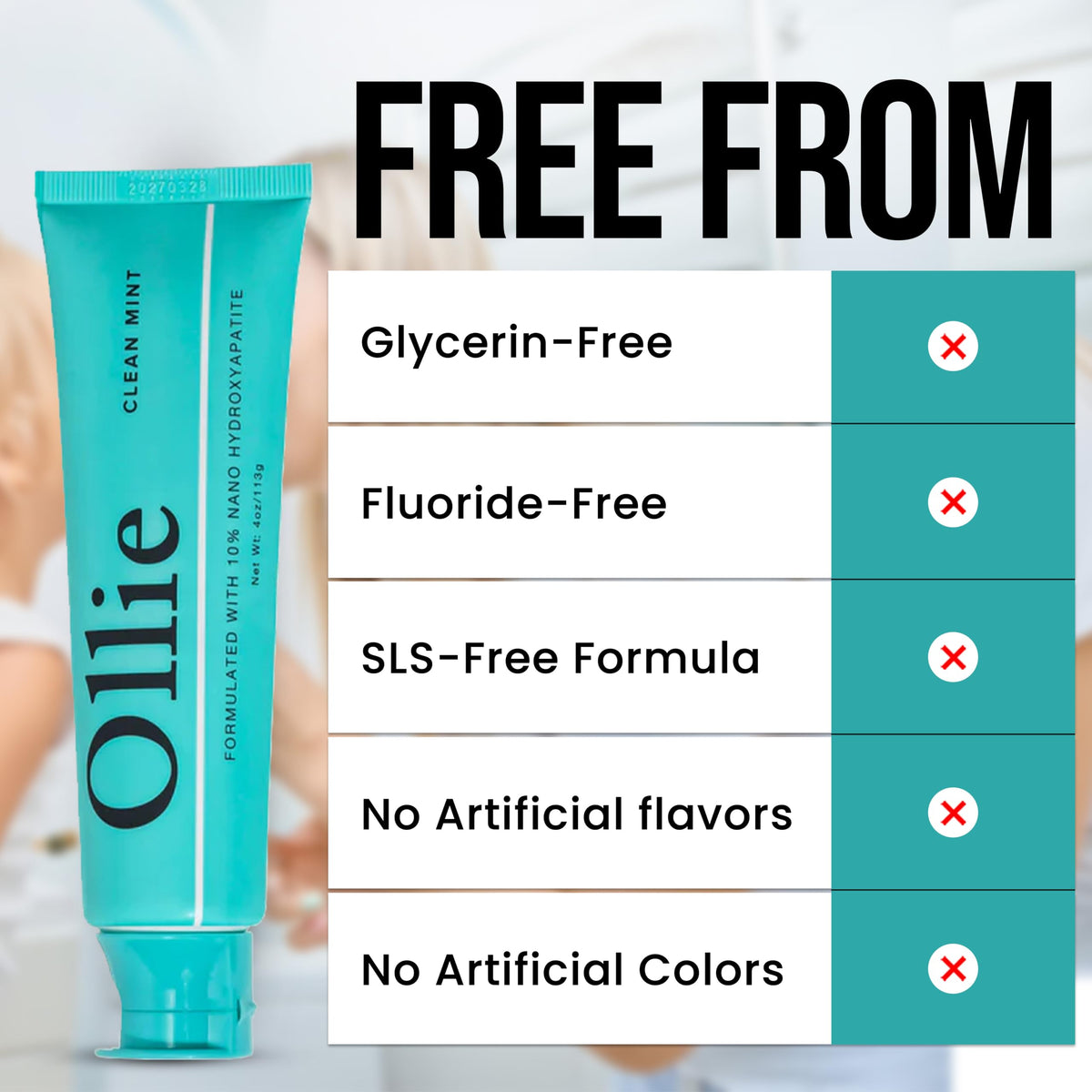 Ollie Fluoride Free 10 Nano Hydroxyapatite Toothpaste Clean - Ollie Official Imagery - 6